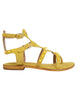 Sandales gladiatrices femme en daim jaune, semelle basse en cuir, Donna CBF.R224001 005