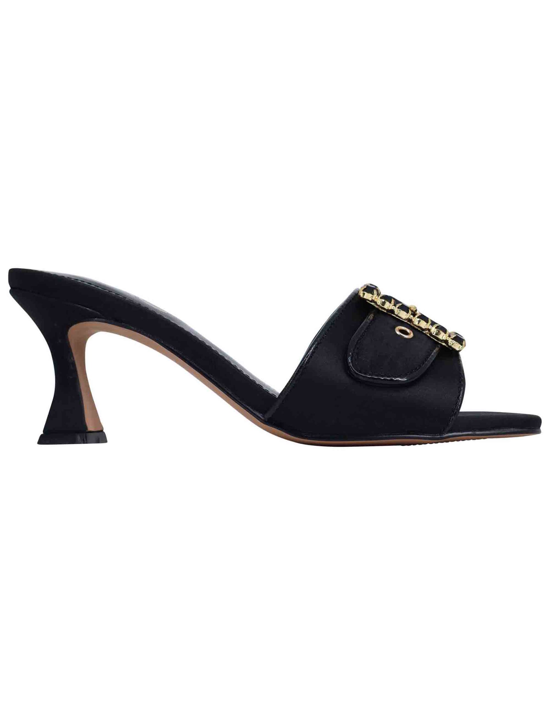 Sandali donna in tessuto nero con morsetto e tacco in tinta S4700186415H LUCIA 186 Exe 