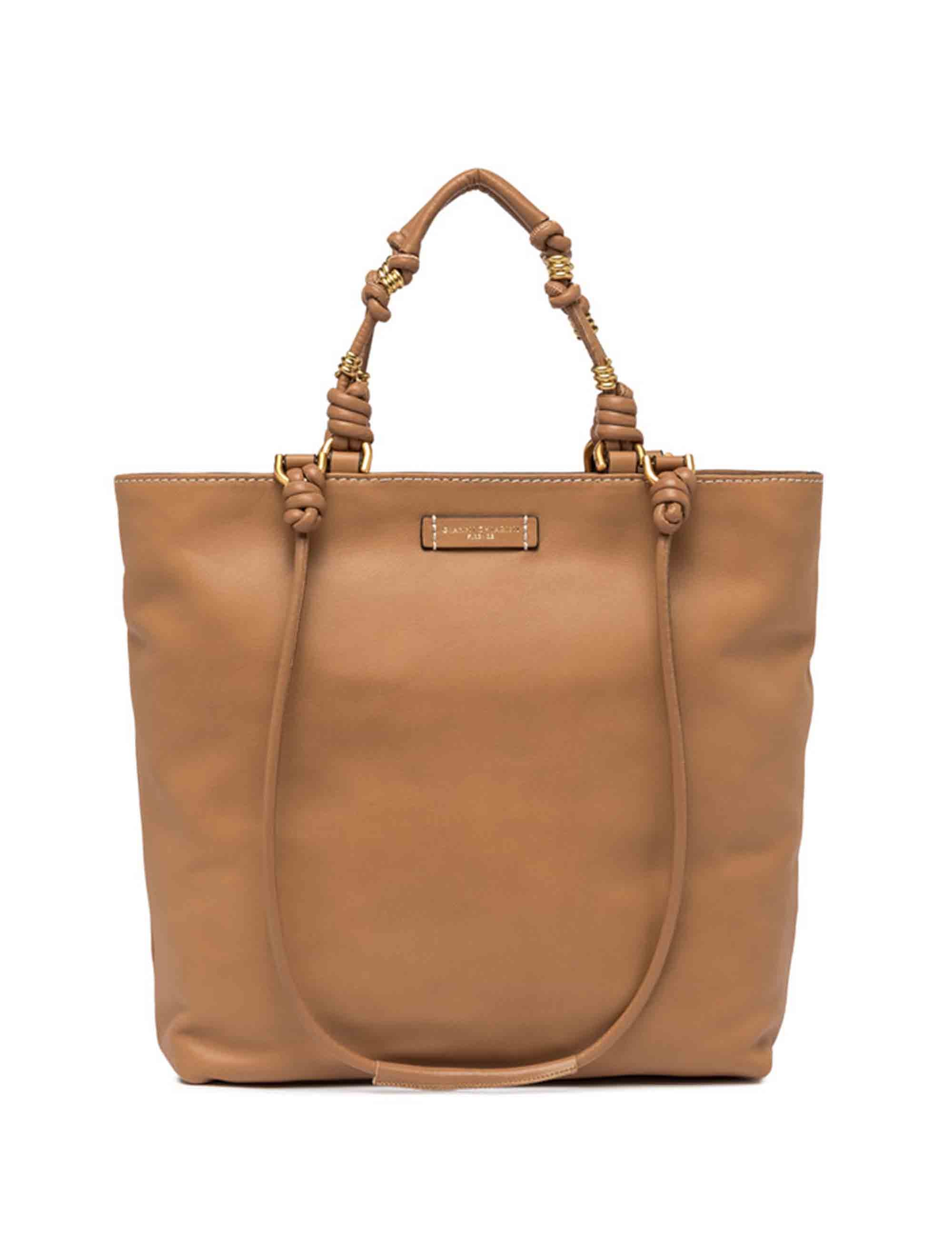 Spatarella Shopping bag donna Camilla in pelle cuoio con doppi manici