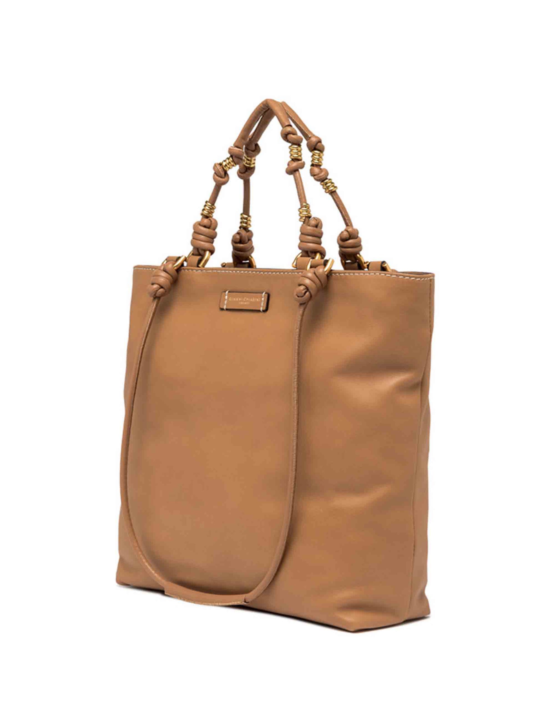 Shopping bag donna Camilla in pelle cuoio con doppi manici