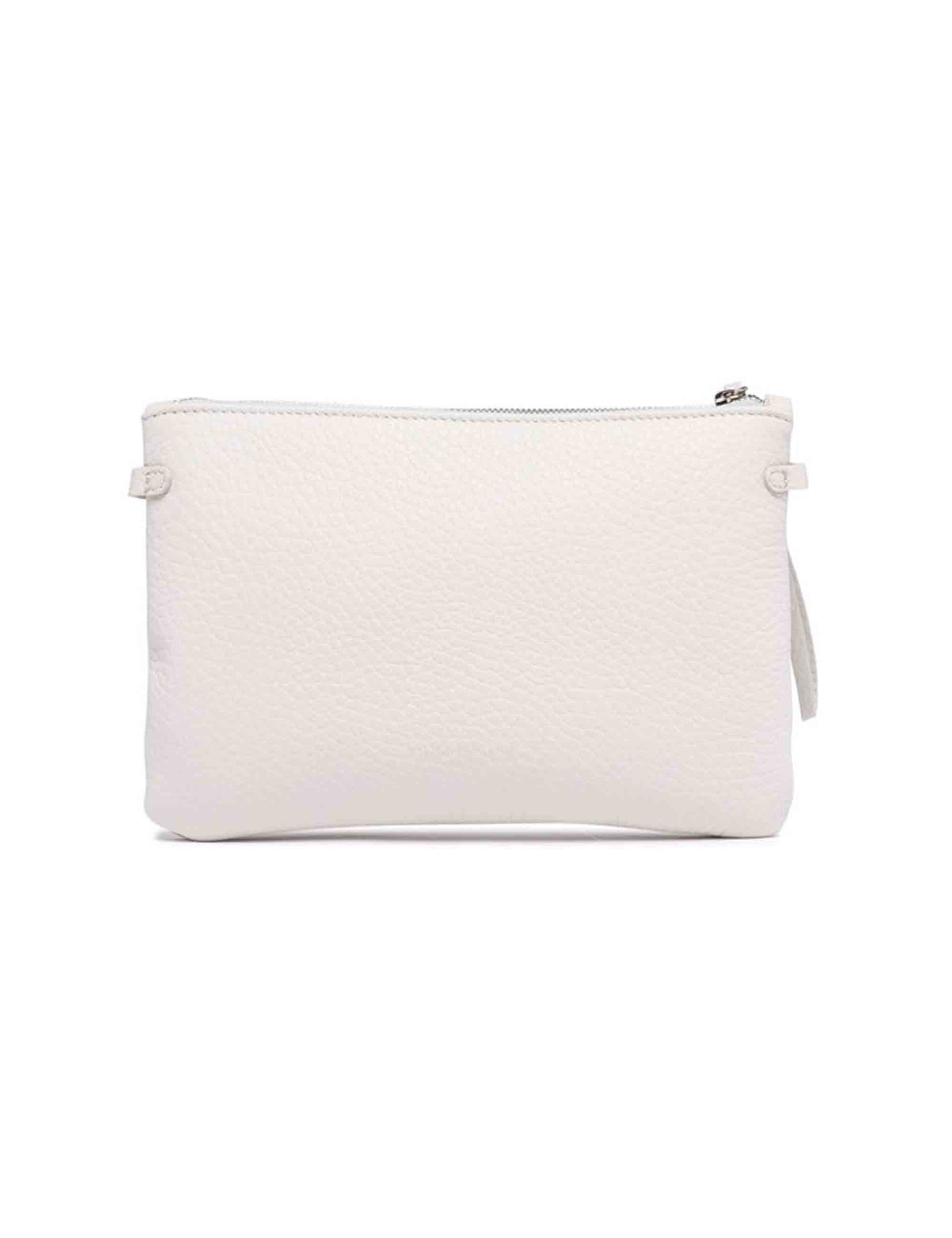 Hermy women's clutch bags in cream and natural leather with bracelet handle and shoulder strap