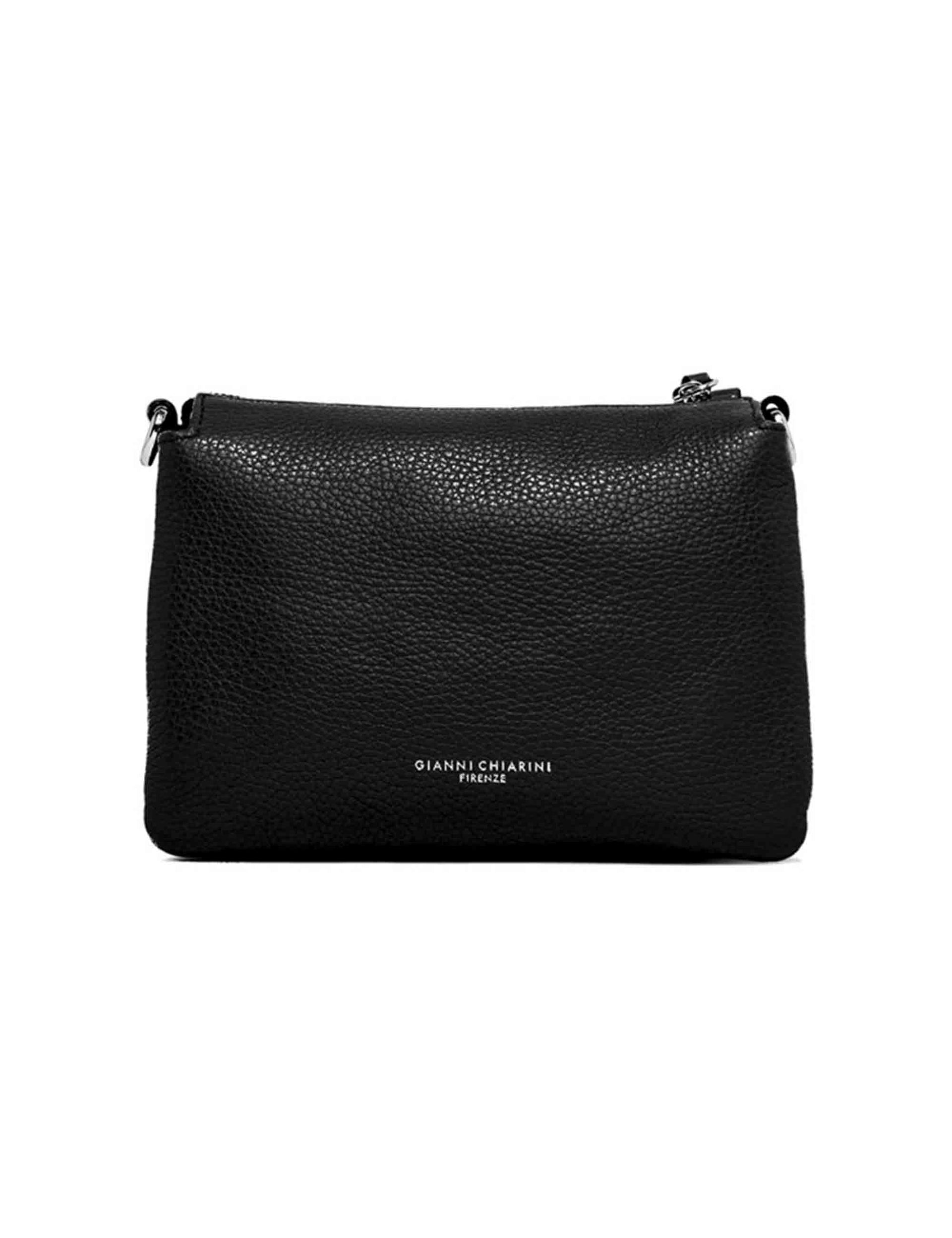 Three women's clutch bags in black leather with matching removable shoulder strap