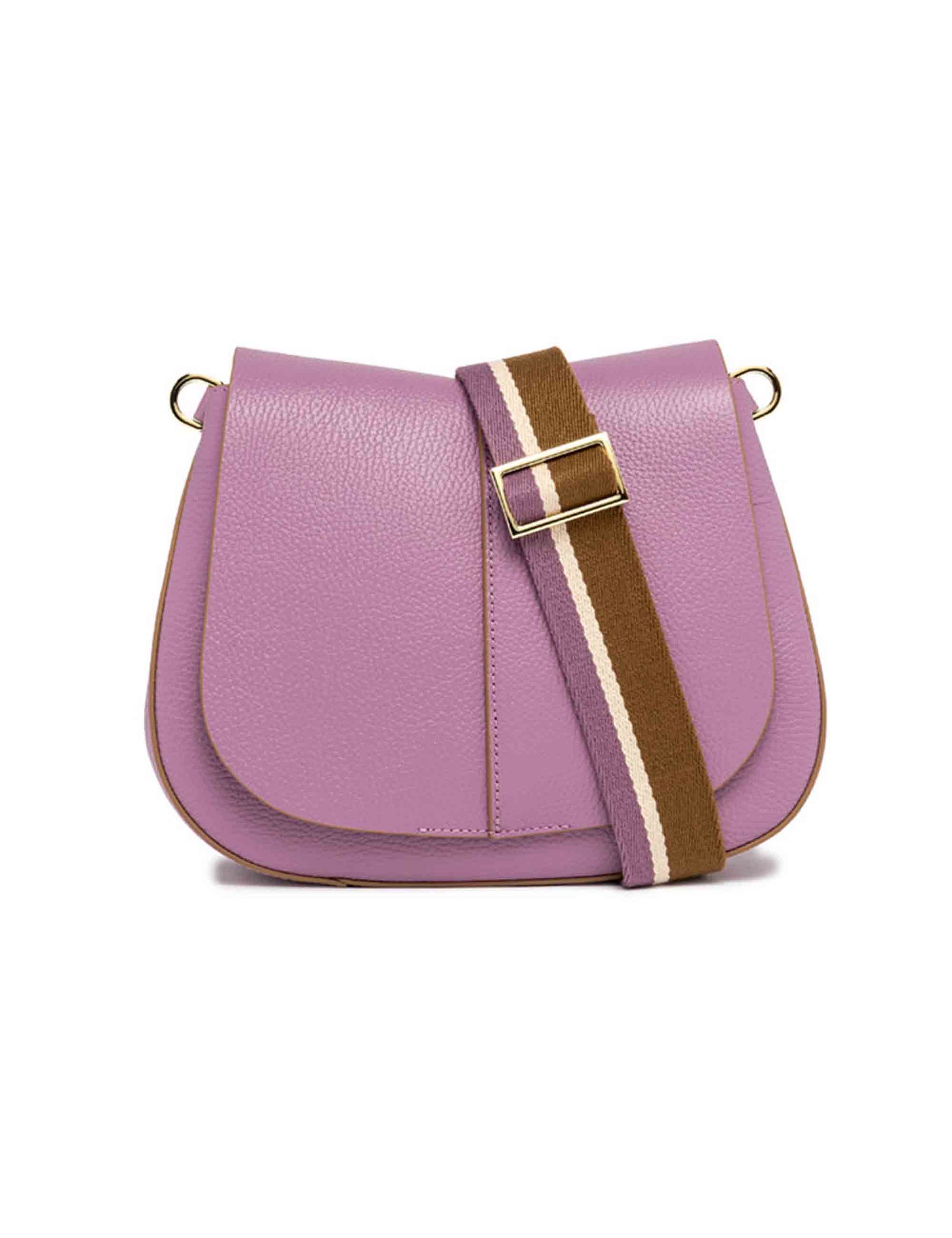 Helena Round women's shoulder bags in wisteria leather with double shoulder strap