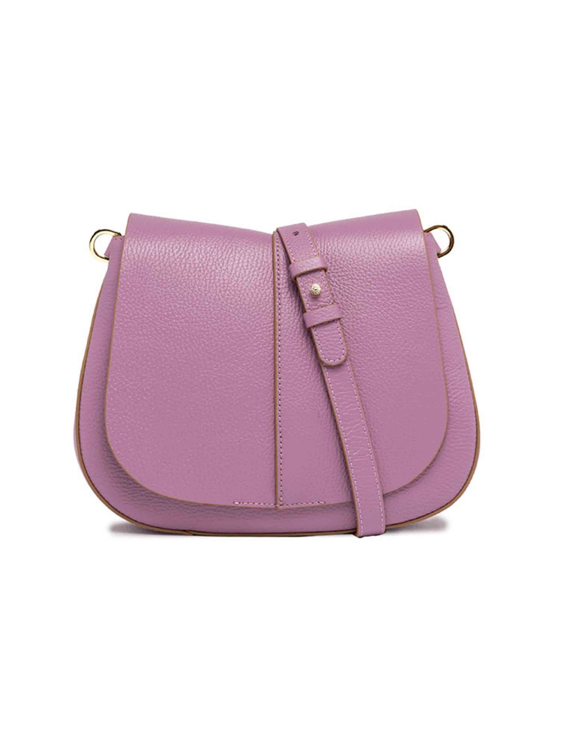 Helena Round women's shoulder bags in wisteria leather with double shoulder strap