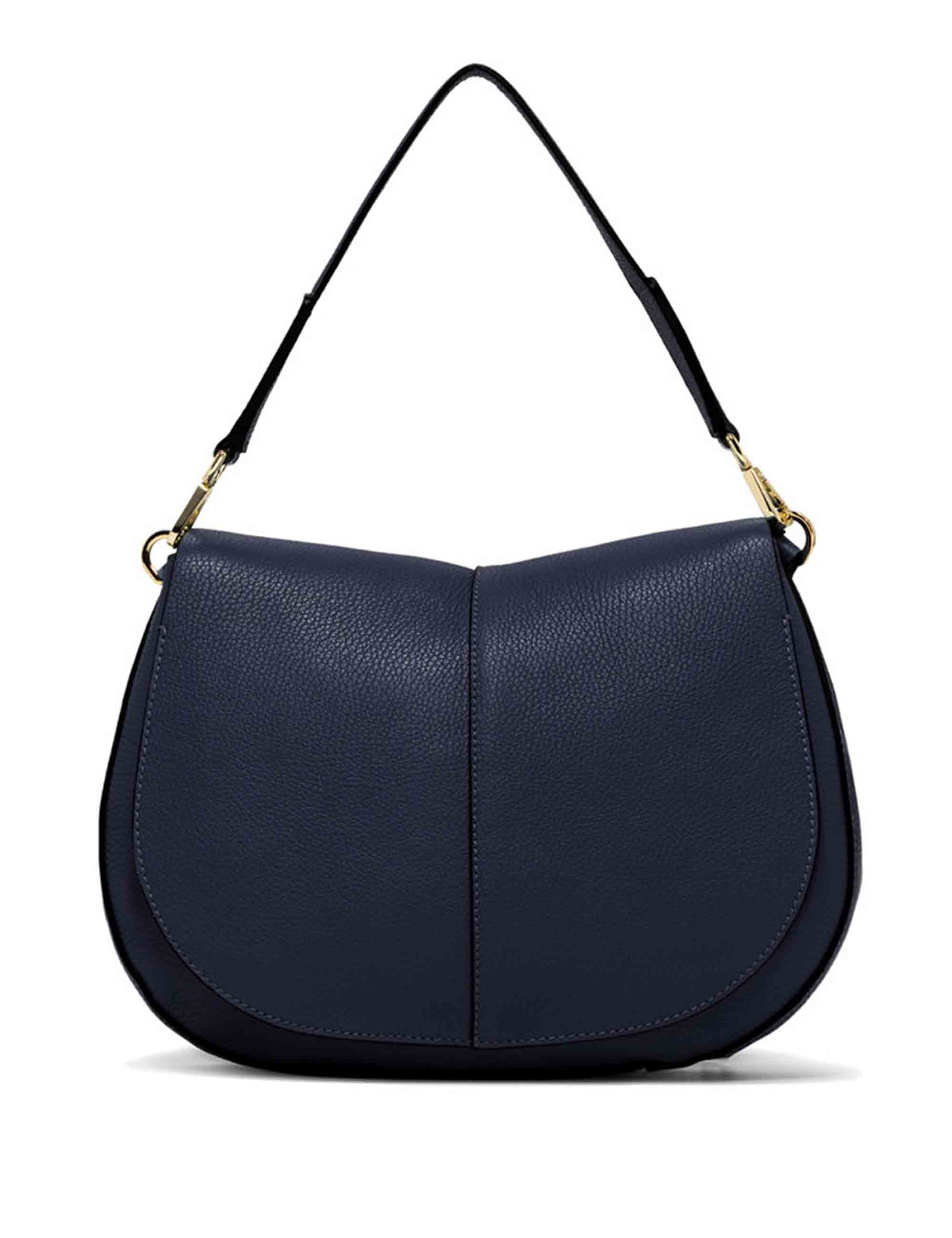 Helena Round women's shoulder bags in blue leather