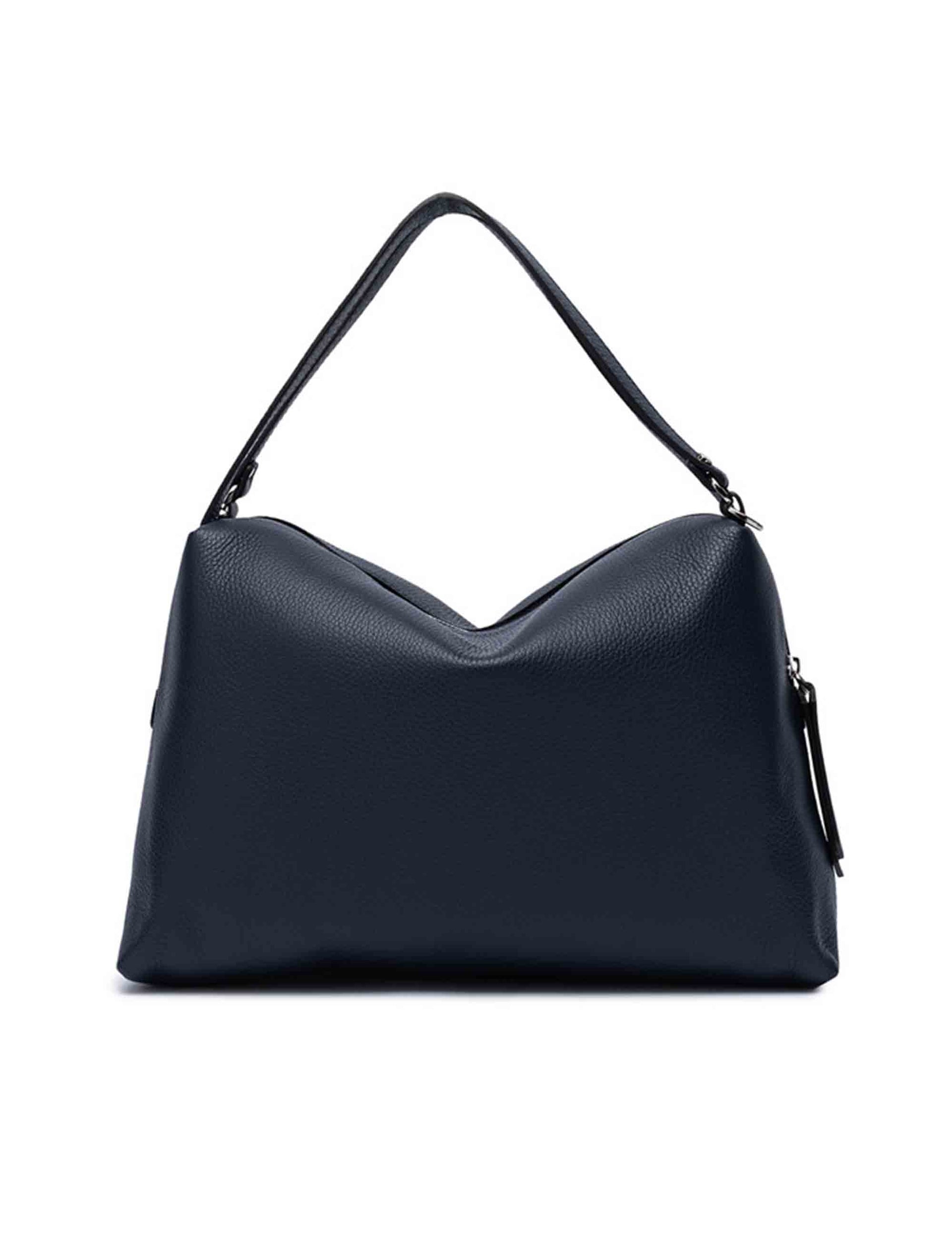 Alifa women's shoulder bags in blue leather with matching handles and shoulder strap