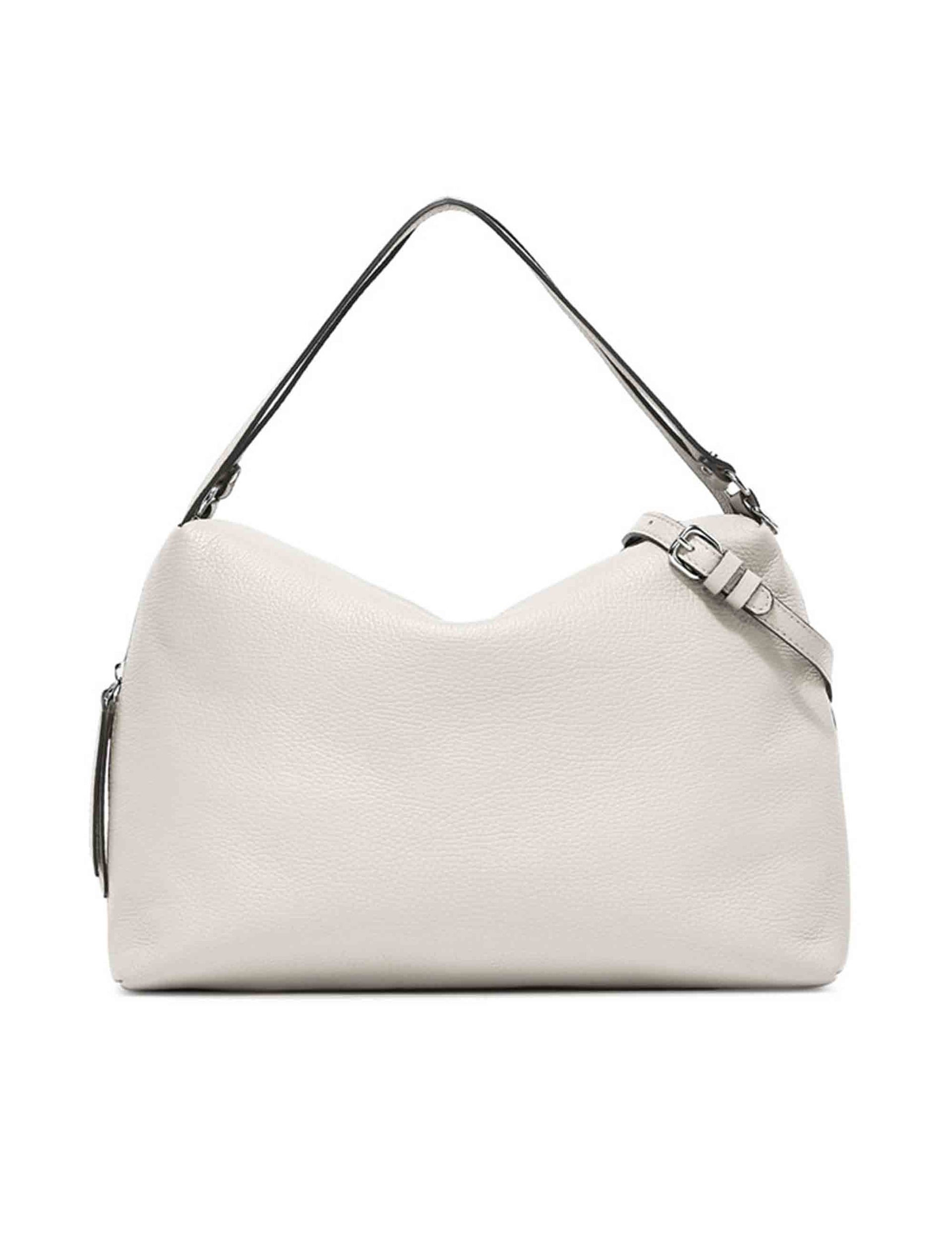 Alifa women's shoulder bags in cream leather with matching handles and shoulder strap