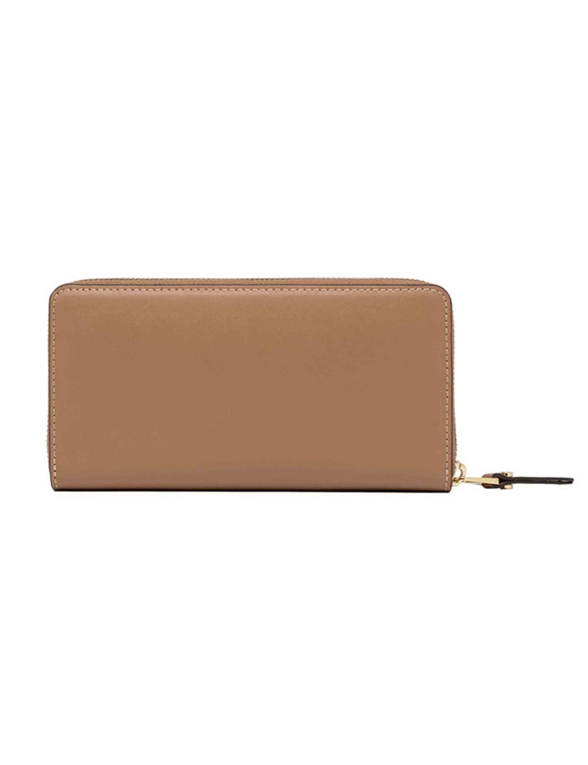 Women's wallet in tan leather with zip