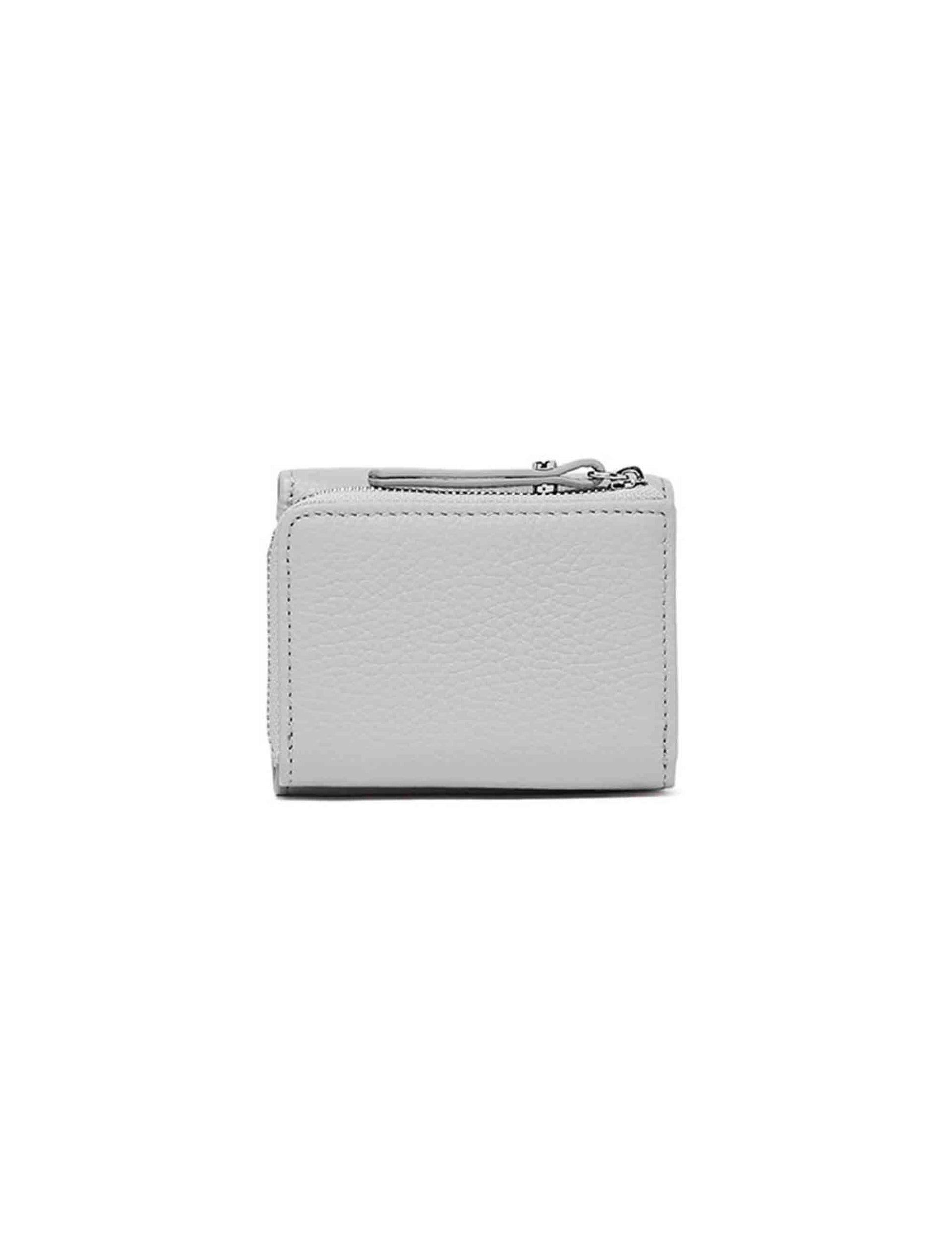 Women's gray leather wallet with external coin purse