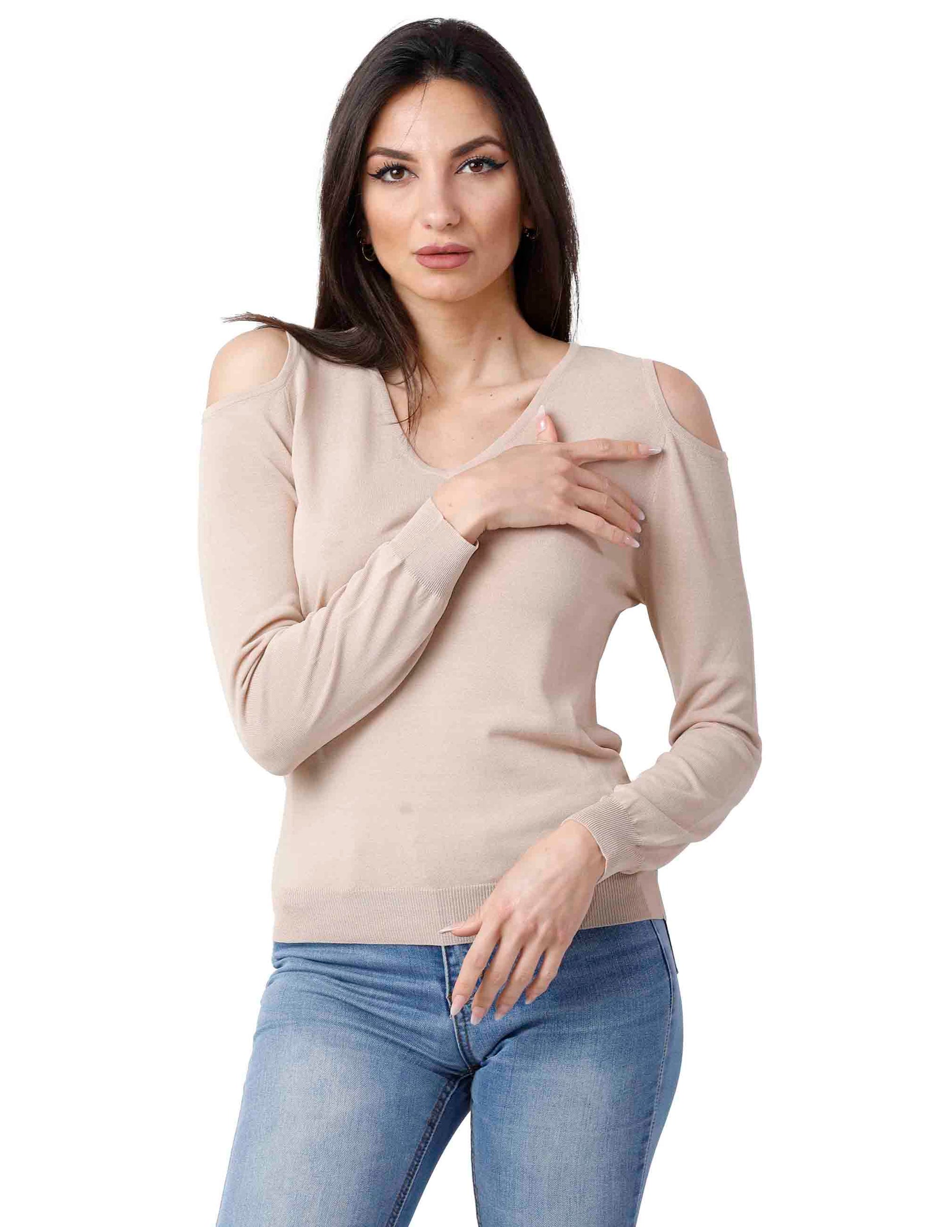 Maglie donna spalle scoperte beige