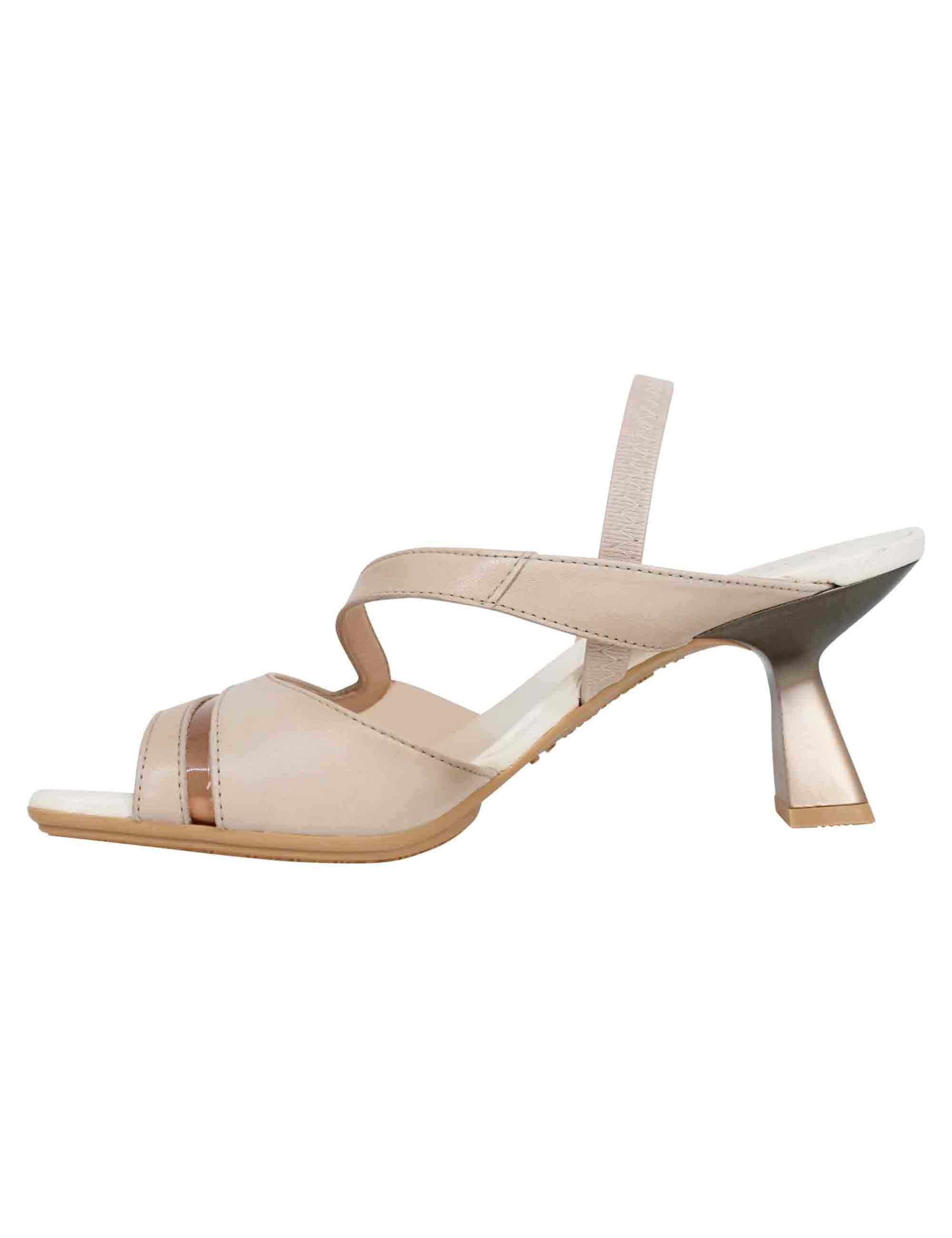 Sandali slingback donna in pelle panna con punta quadra HV243402 C004 Hispanitas 