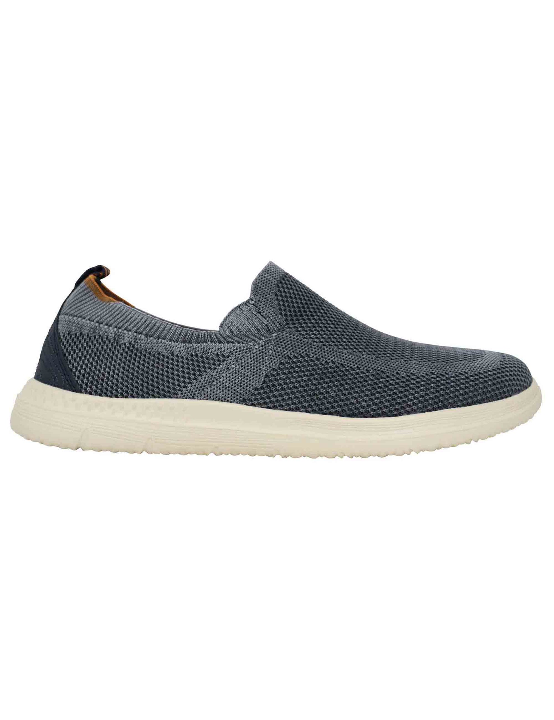 Karoo men's slip on moccasins in blue fabric with rubber sole