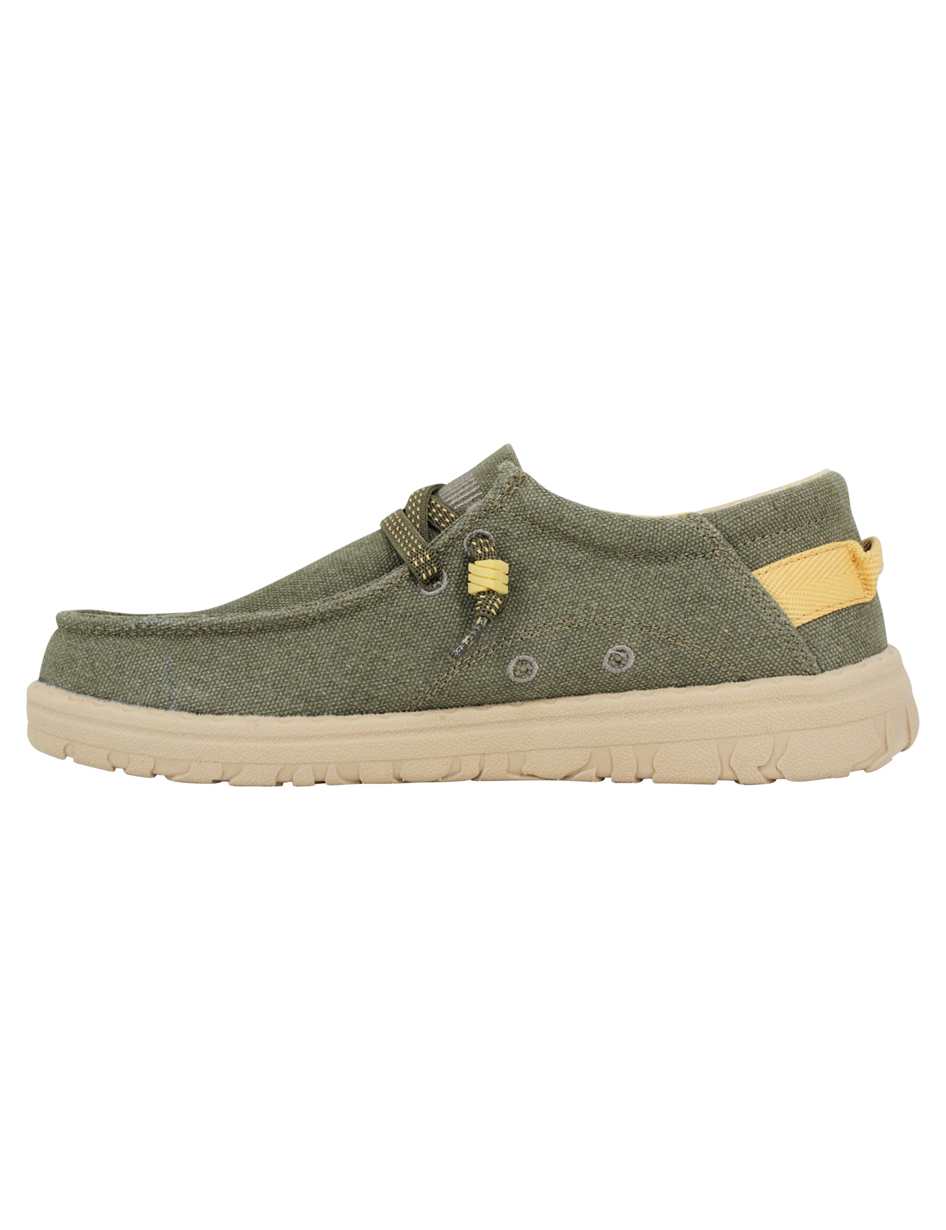 Samoa Wallabee men's lace-ups in green fabric with extra light sole