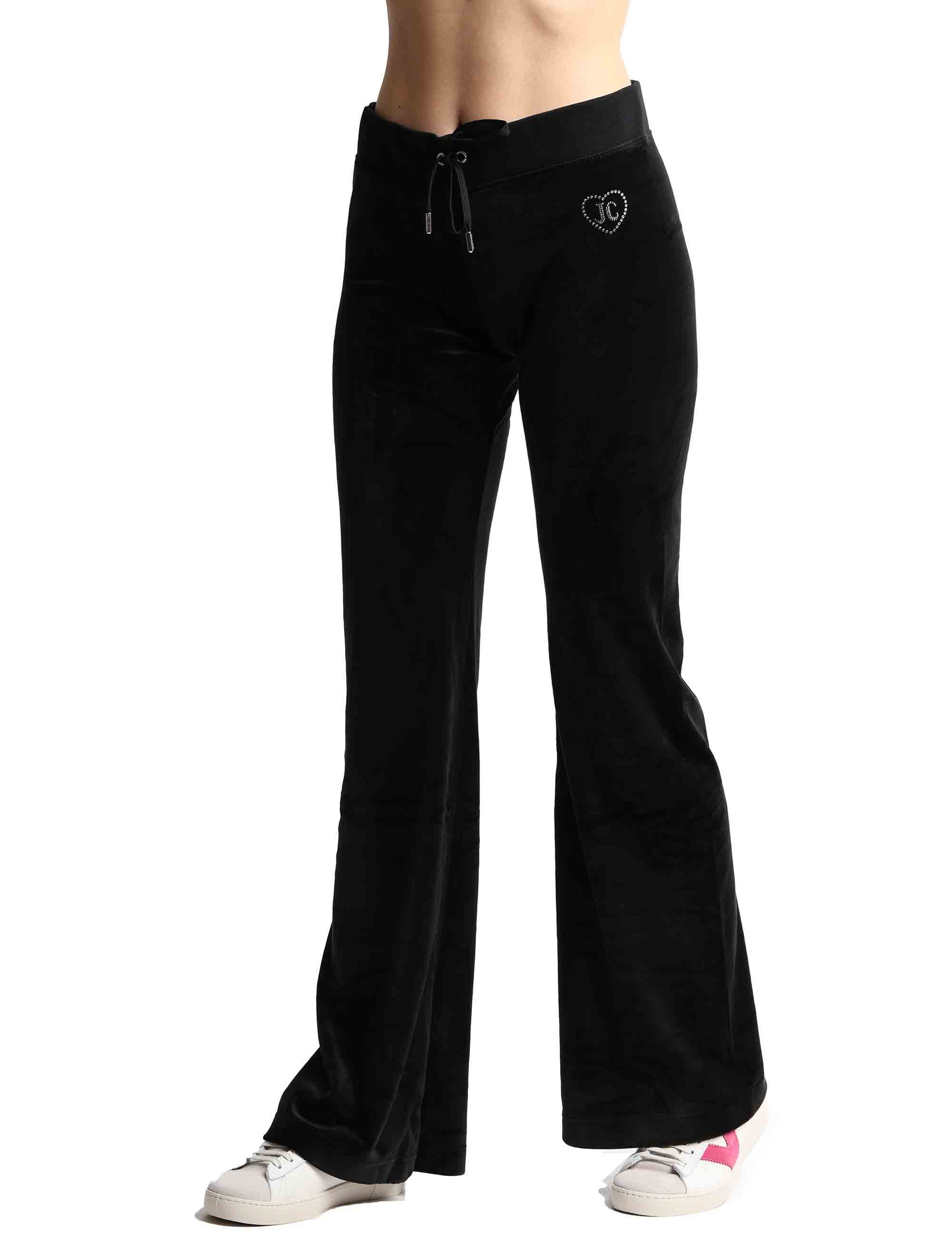 Rodeo Layla women's tracksuit trousers in black fabric with rhinestones