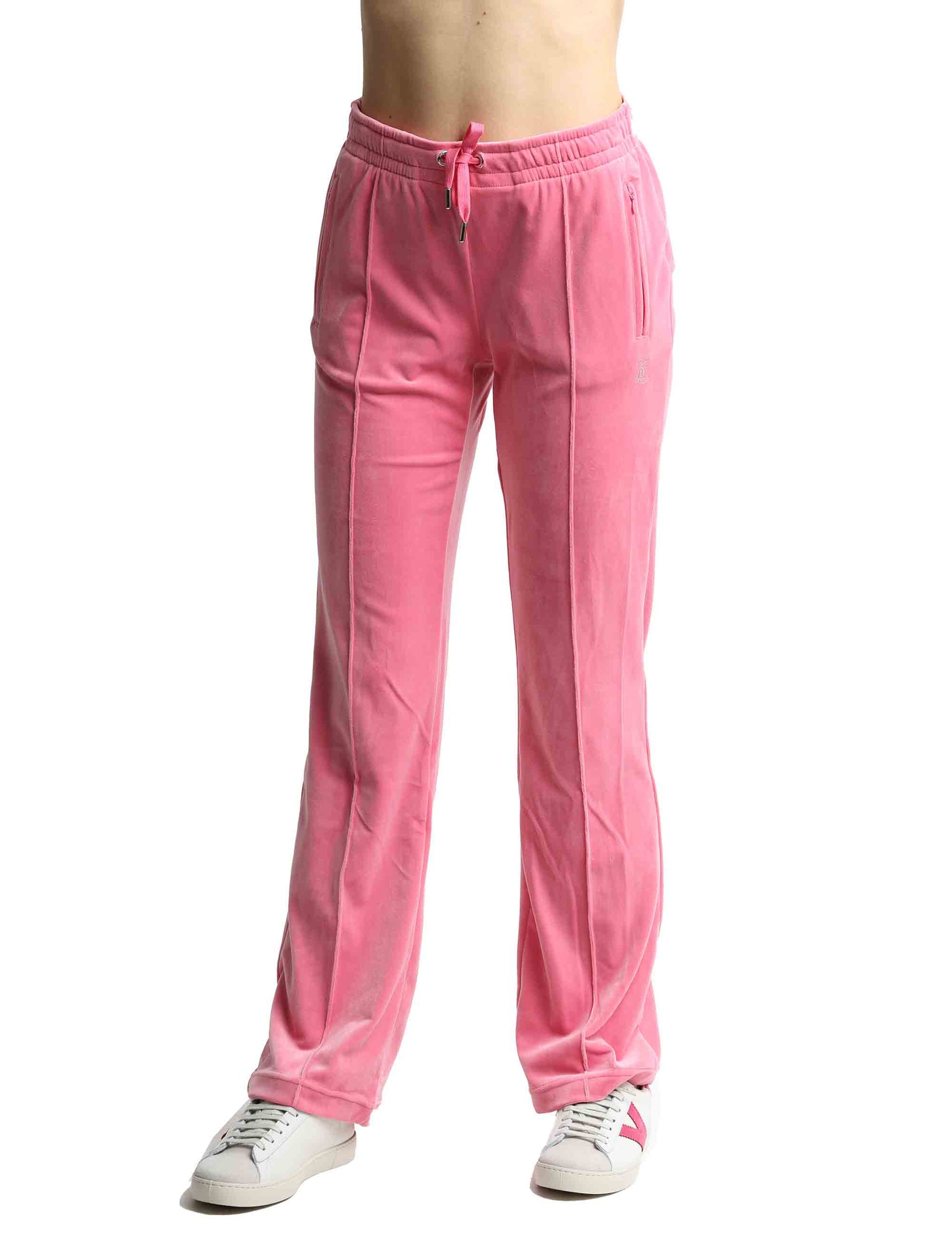 Tina women's tracksuit trousers in pink fabric with rhinestones