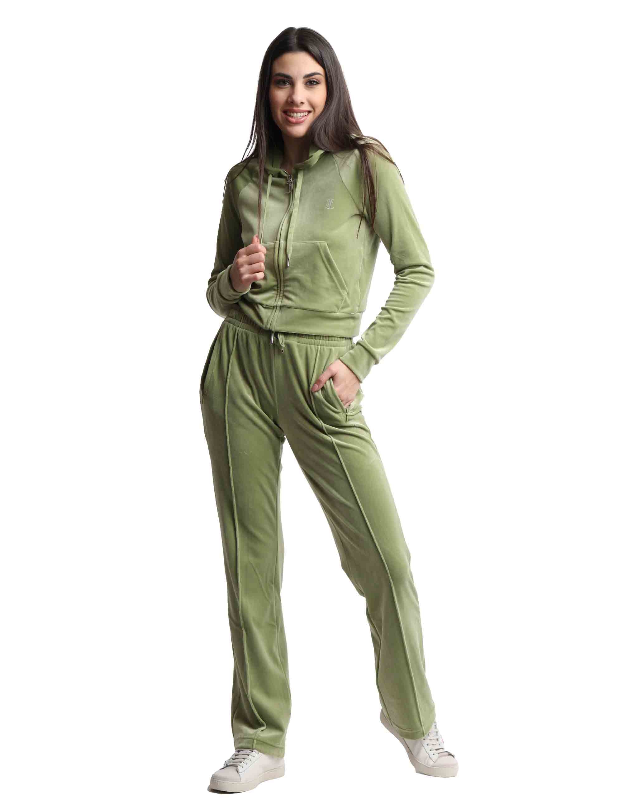 Spatarella Felpe donna Madison in tessuto verde con cappuccio e zip