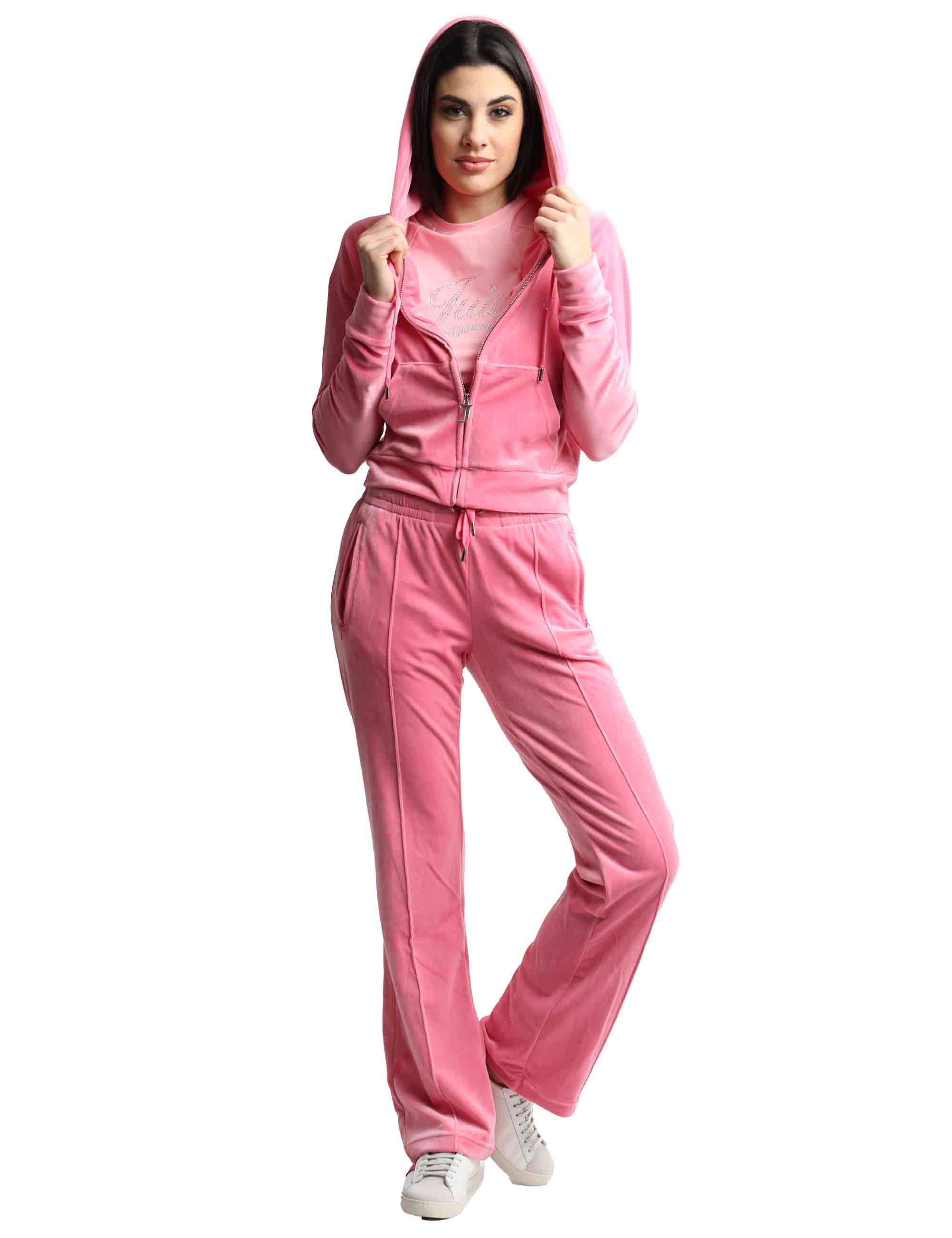 Spatarella Felpe donna Madison in tessuto rosa con cappuccio e zip