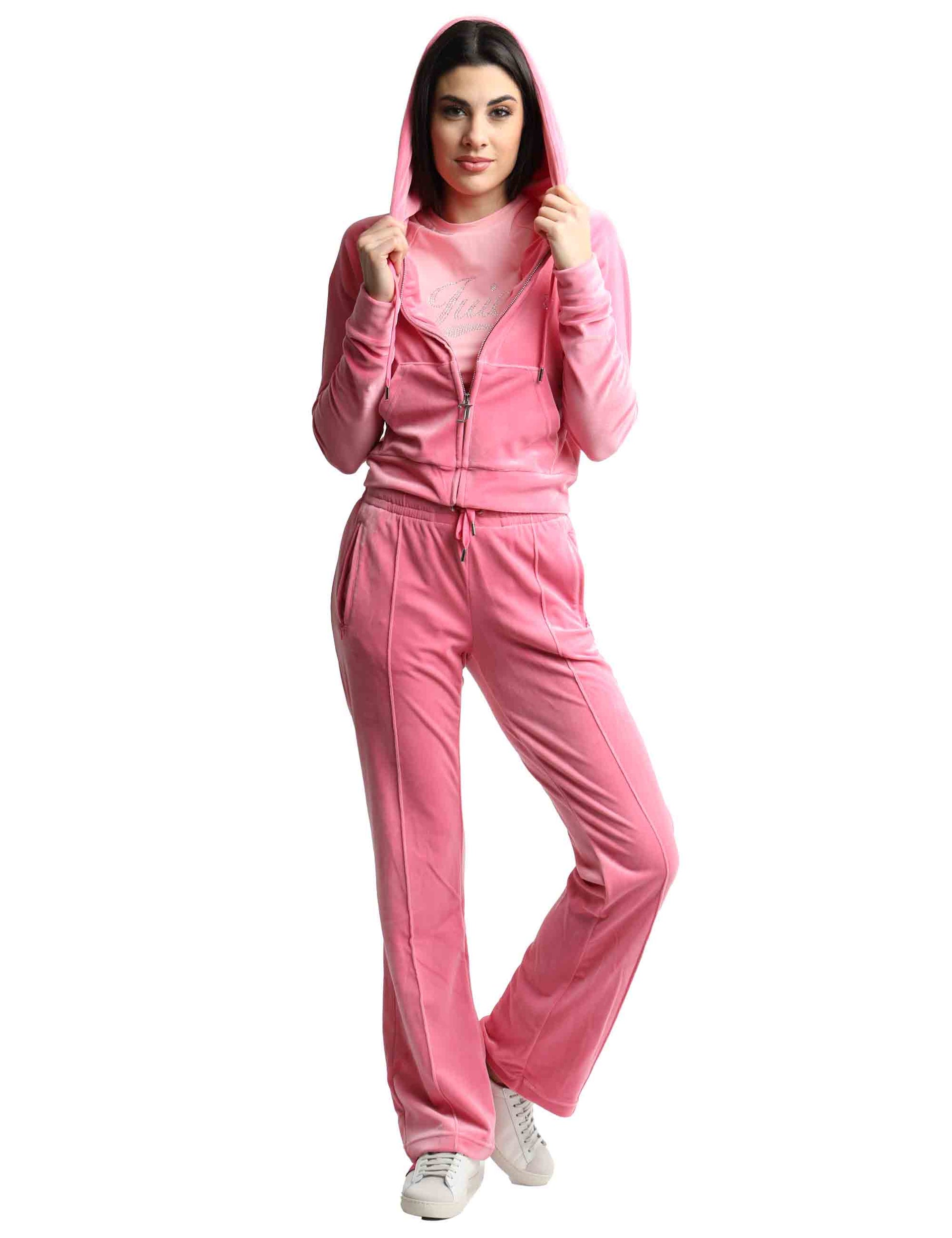 Felpe donna Madison in tessuto rosa con cappuccio e zip