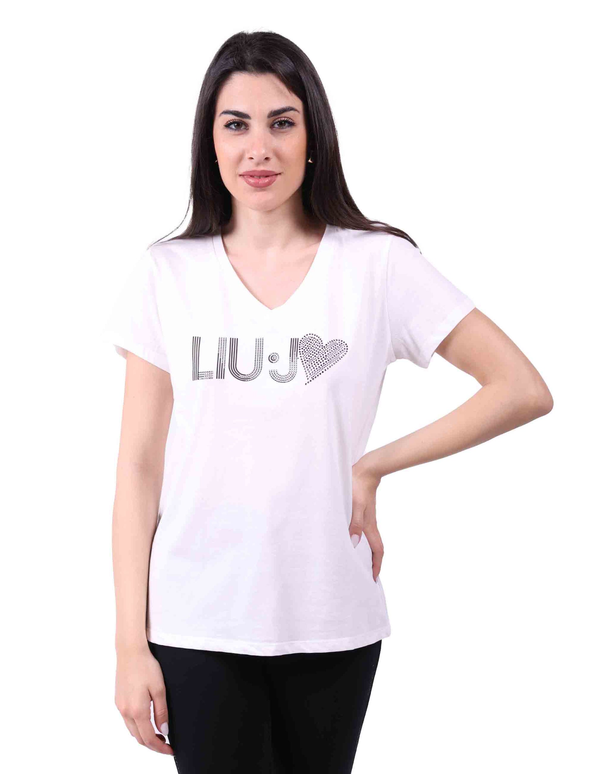 T-shirt donna con logo bianco