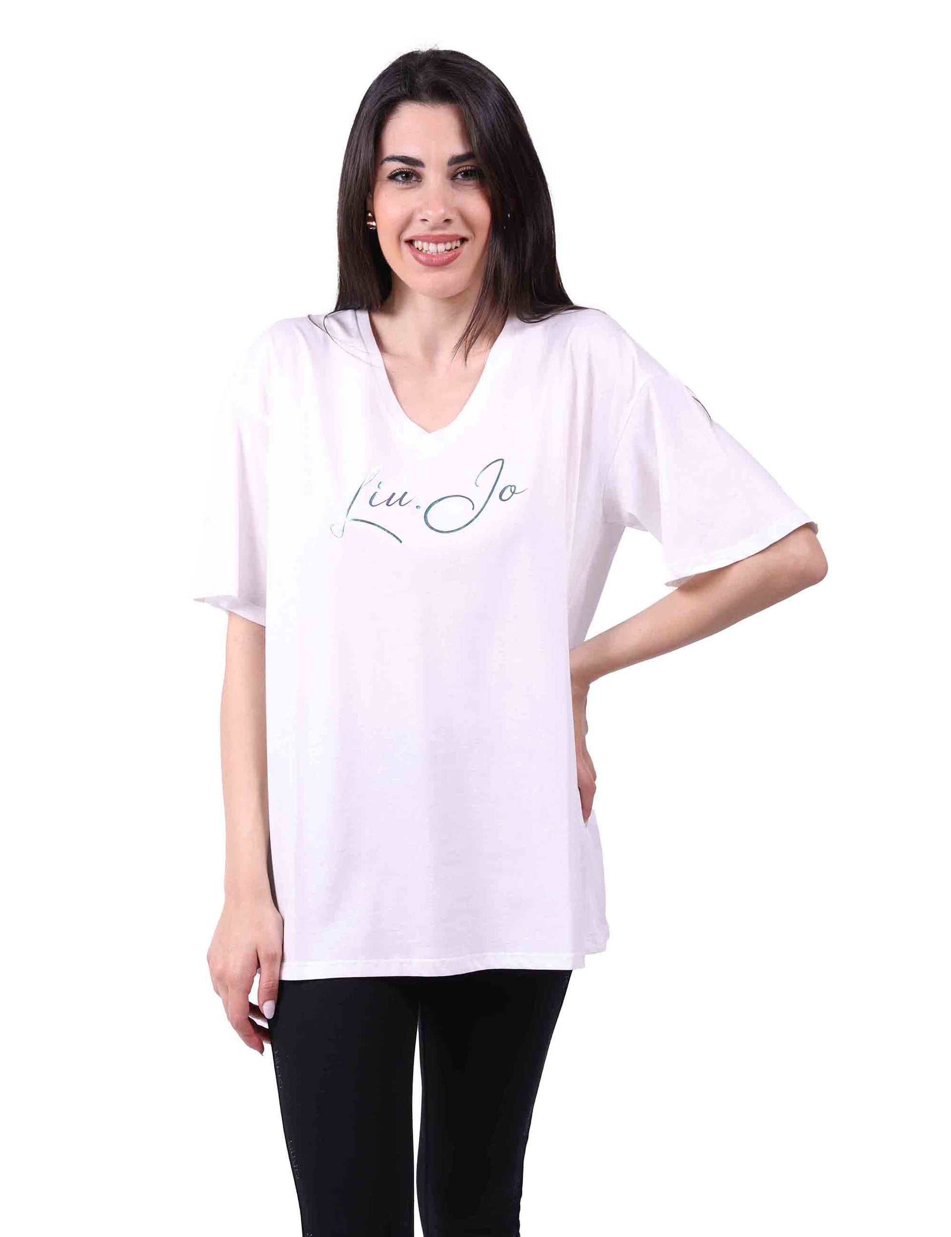 T-shirt donna in tinta unita bianco