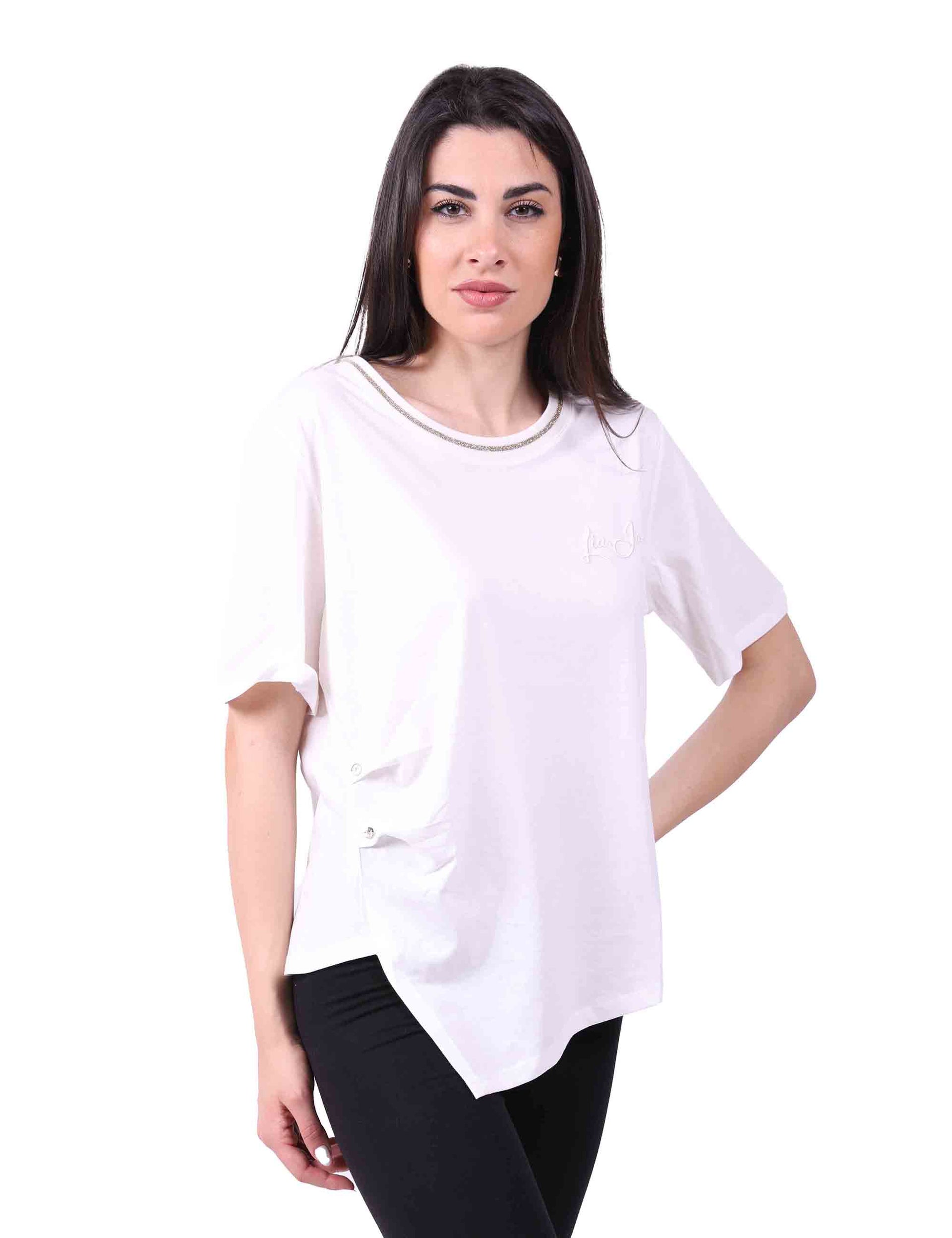 T-shirt donna in tessuto morbido bianco