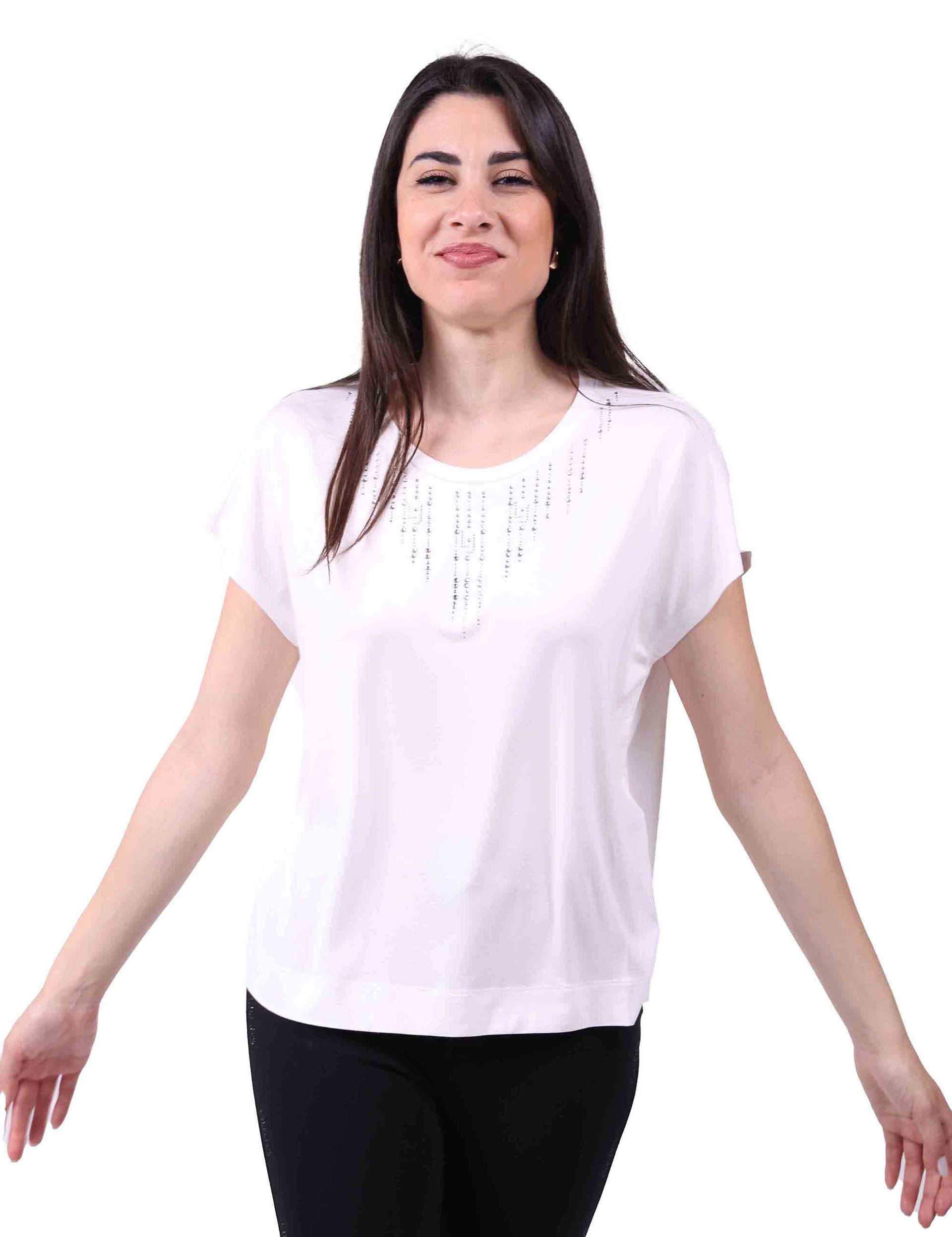 T-shirt donna girocollo in bianco