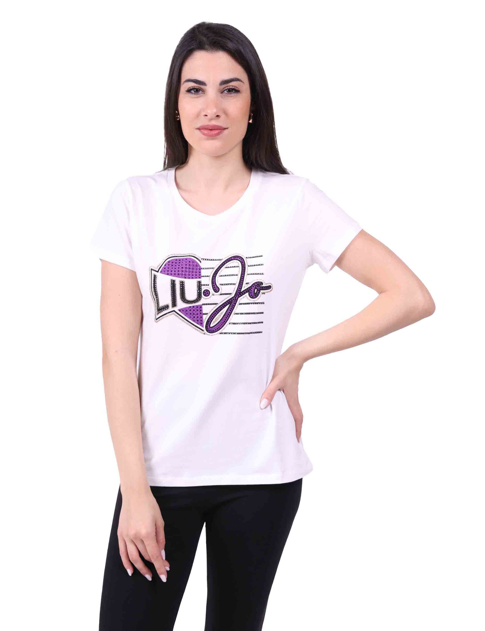 T-shirt donna in jersey bianco