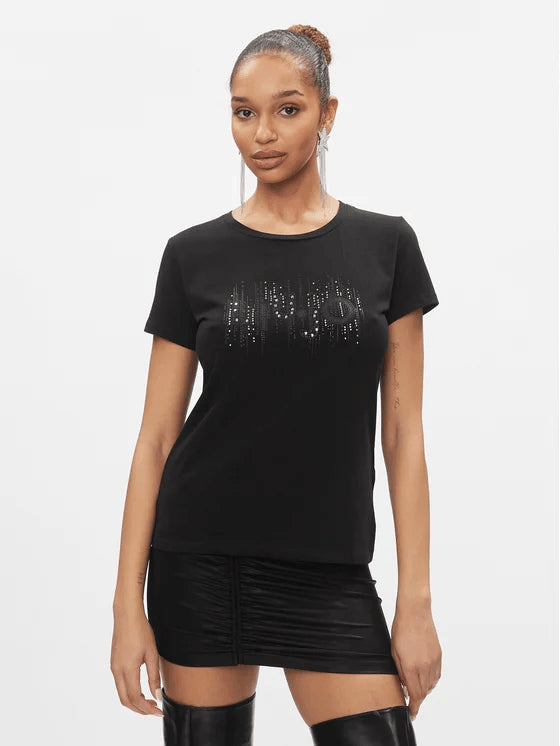 T-shirt donna con stampa in nero