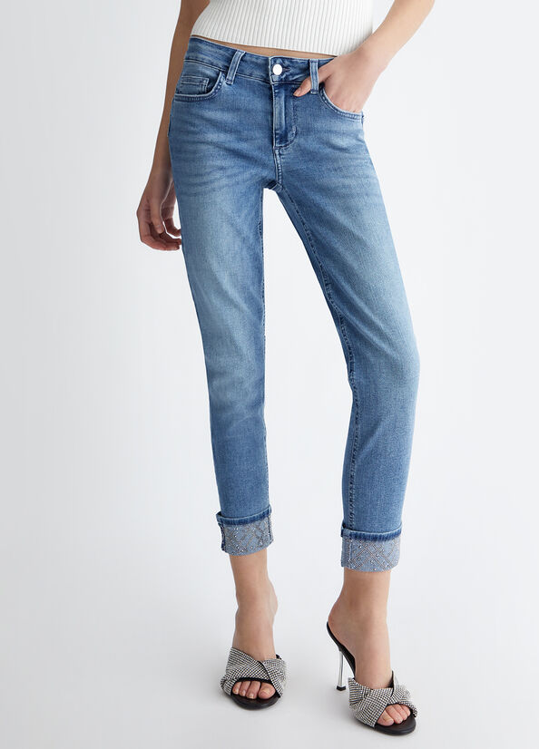 Jeans skinny bottom up in cotone stretch