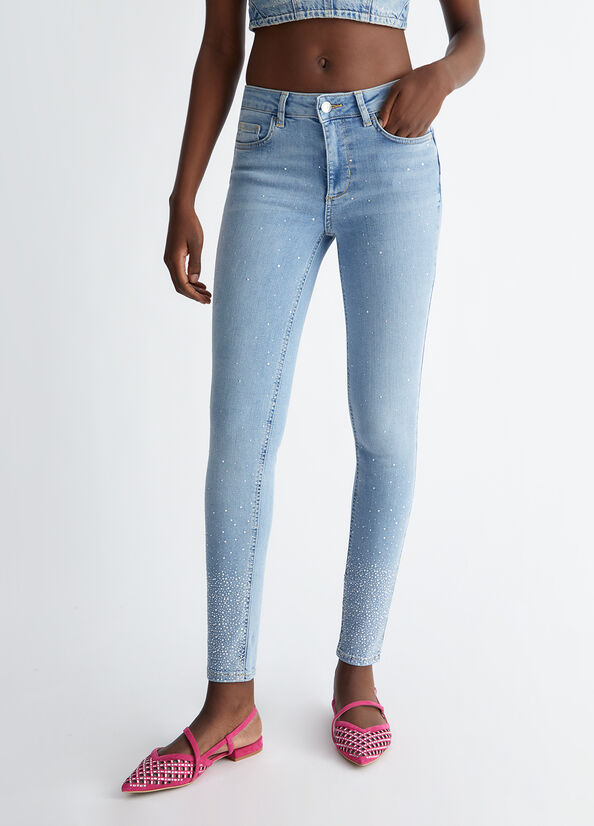 Jeans skinny in denim di cotone stretch