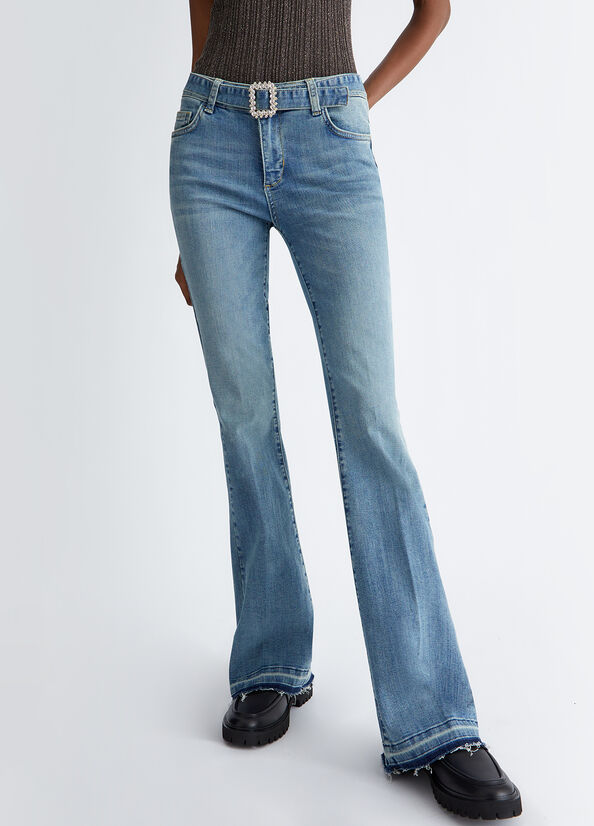 Jeans donna flare con cintura