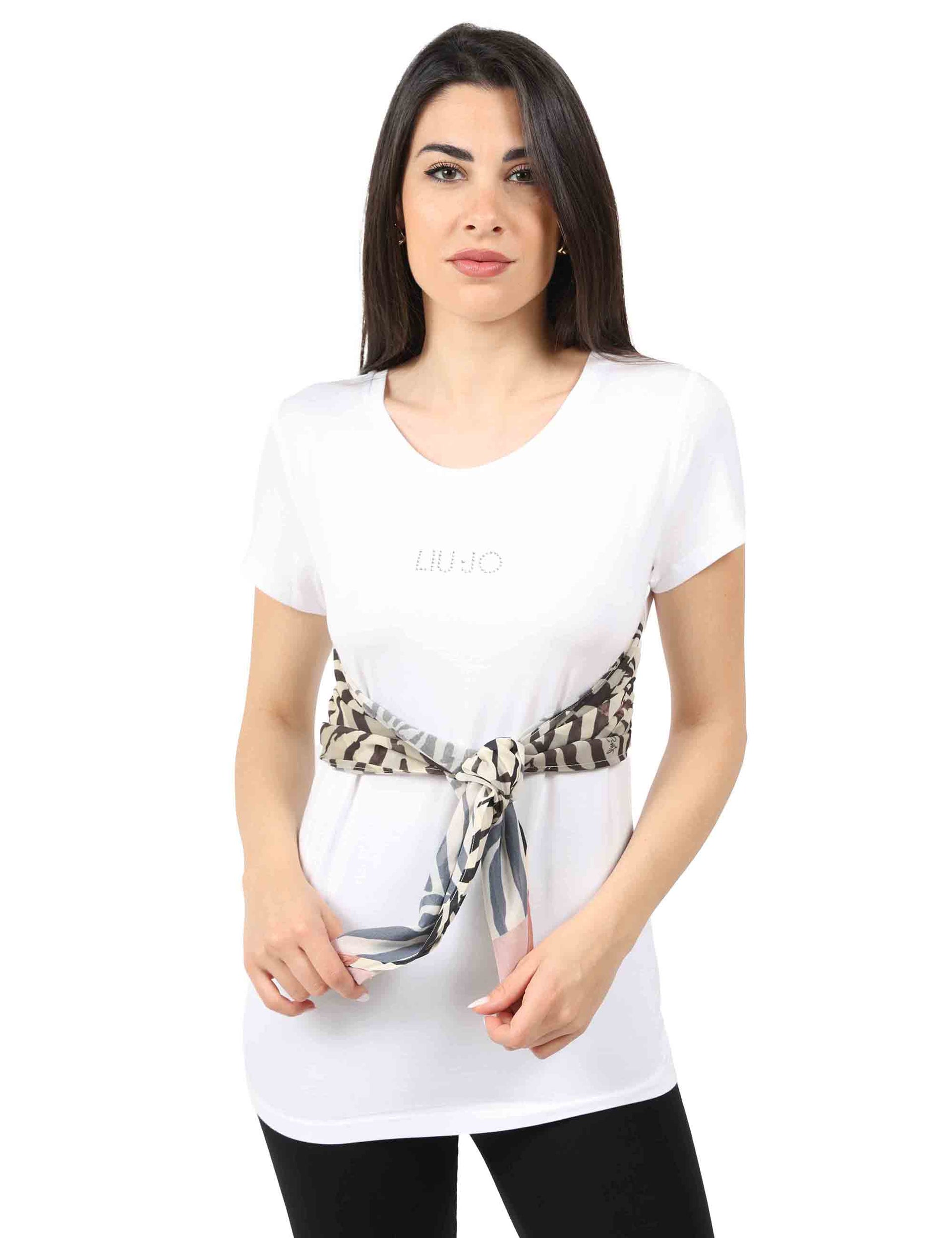 T-shirt donna in jersey con foulard