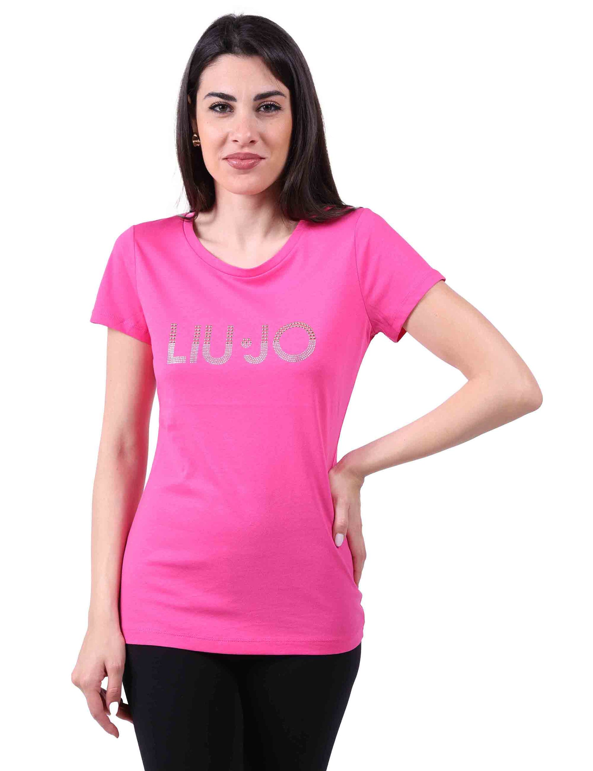 T-shirt donna girocollo rosa