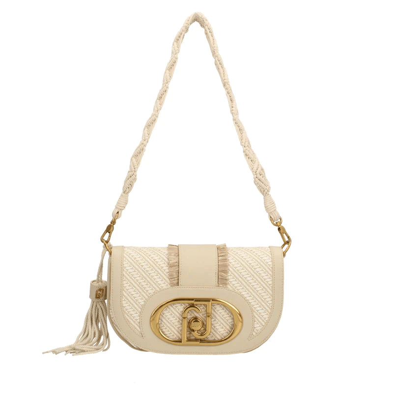 Women's shoulder bags in beige fabric