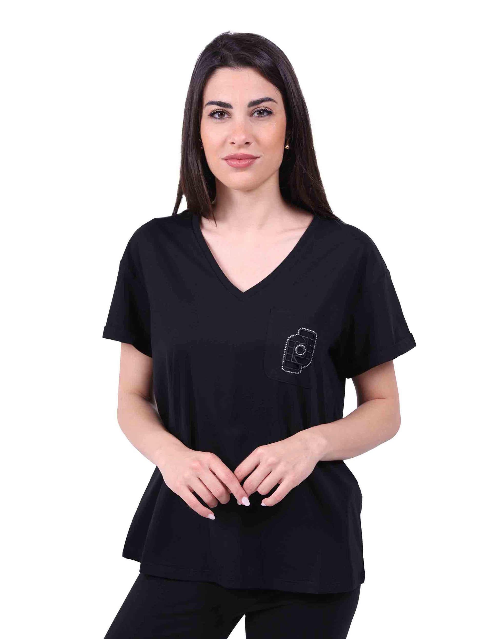 T-shirt donna con logo ricamato