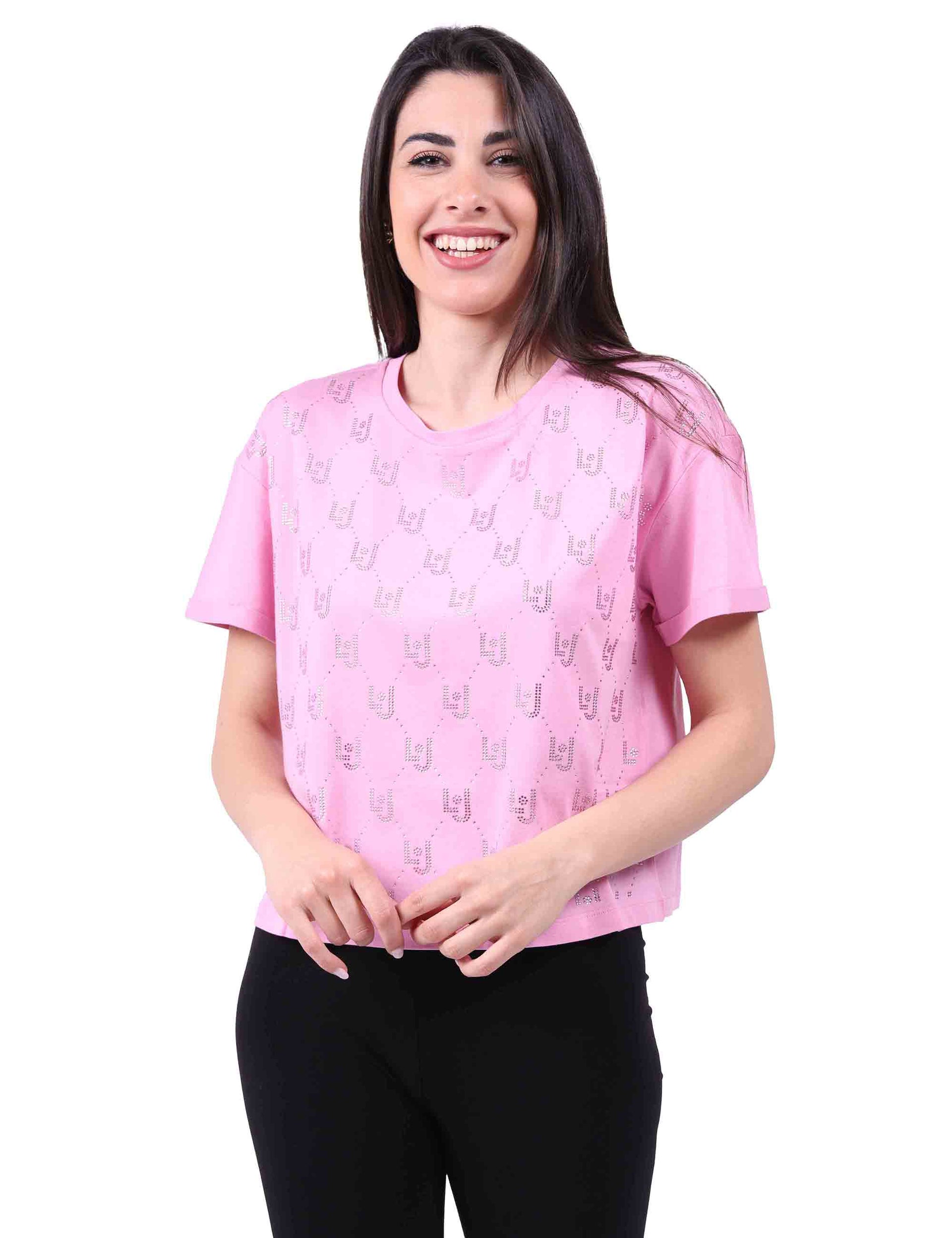 T-shirt donna in cotone rosa