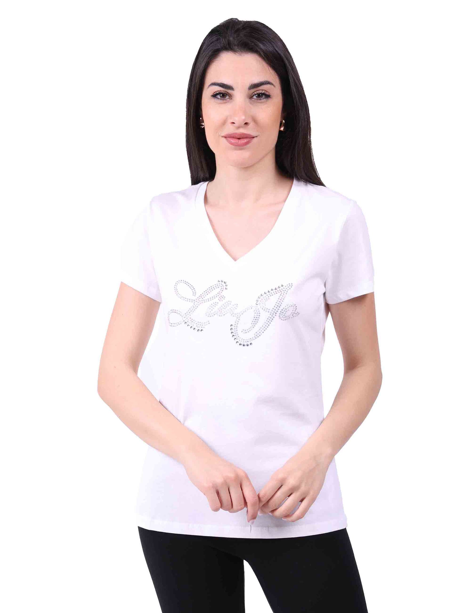 T-shirt donna in jersey di cotone bianco