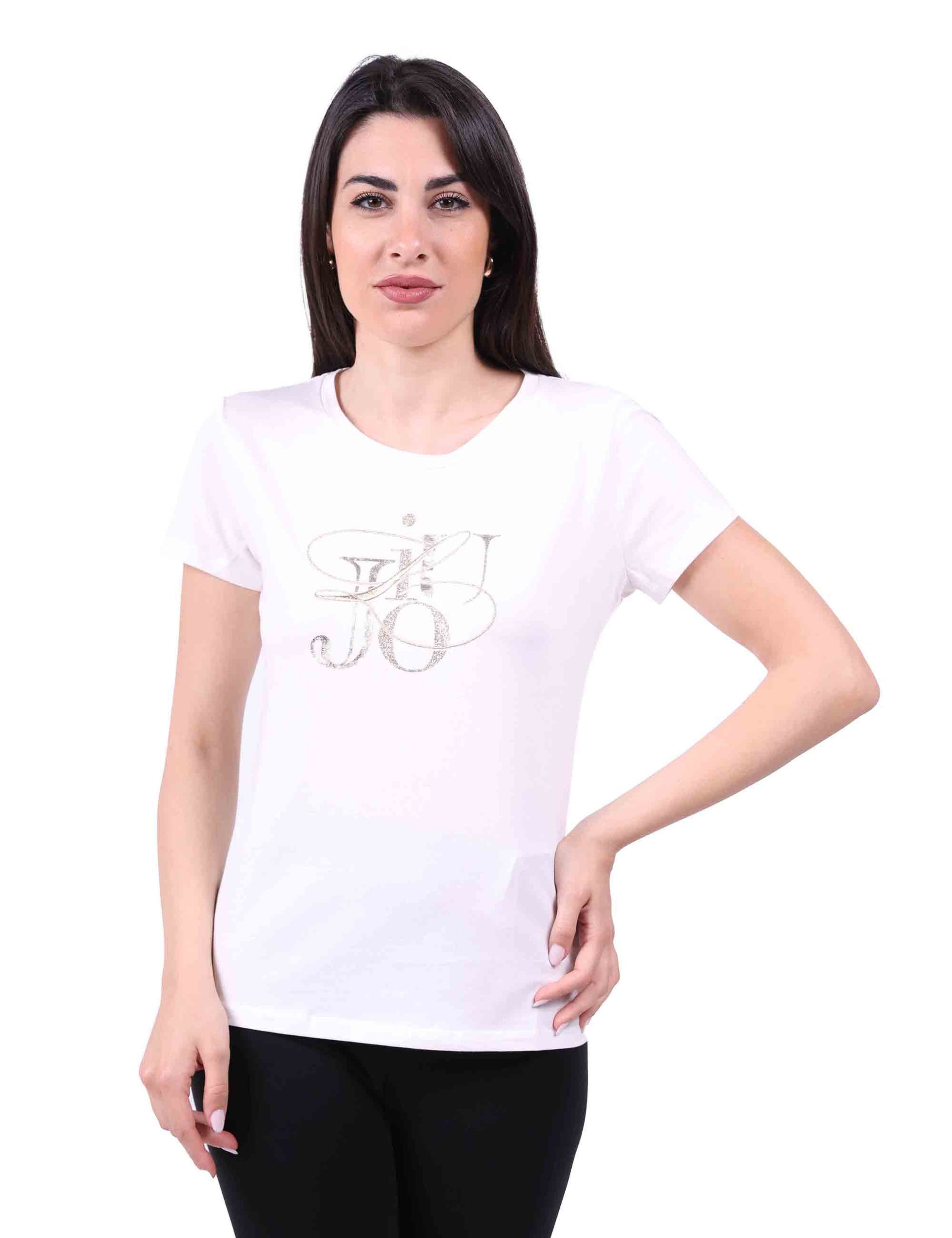 T-shirt donna con stampa in bianco