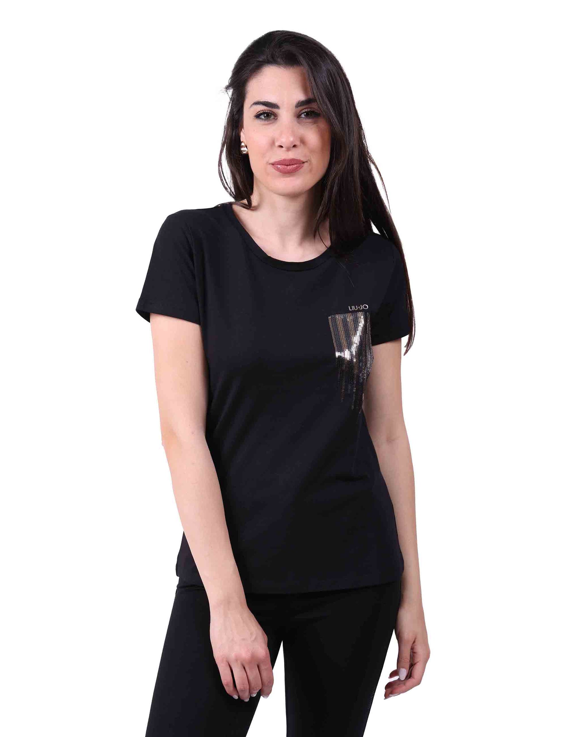 T-shirt donna in jersey nero