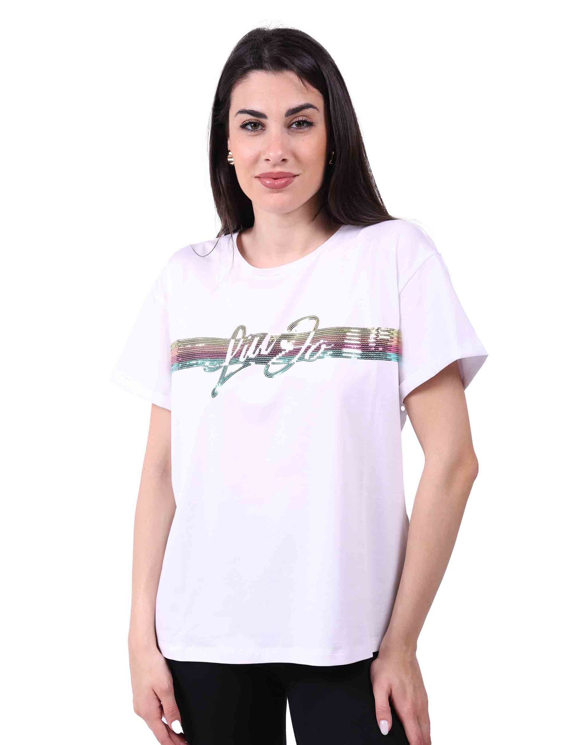 T-shirt donna con stampa in bianco