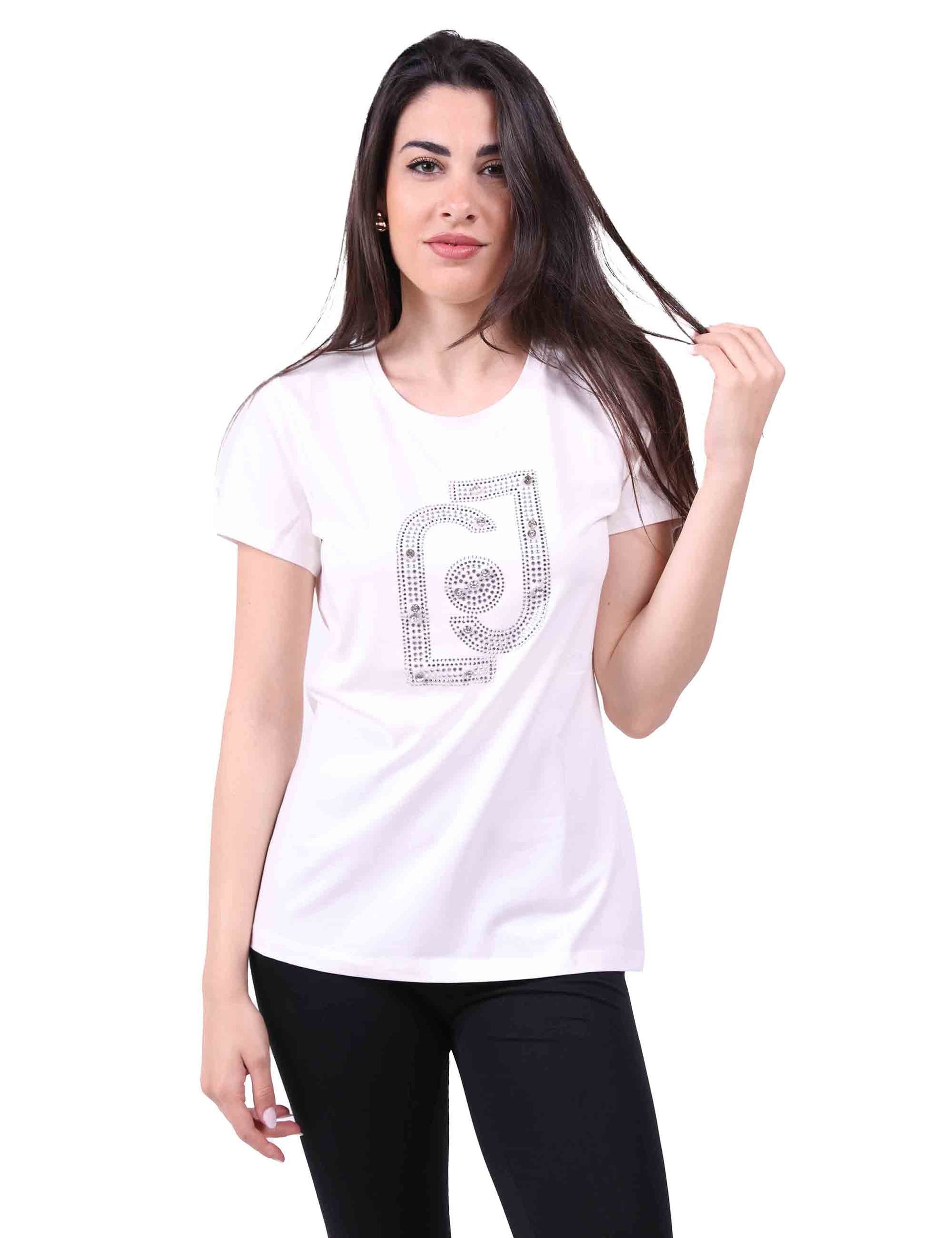 T-shirt donna maniche corte in bianco