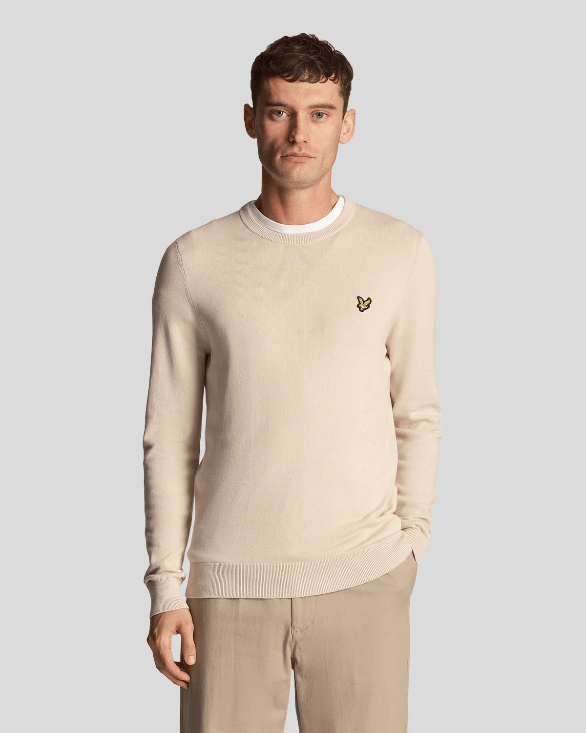 Men's crew-neck sweaters in cream cotton