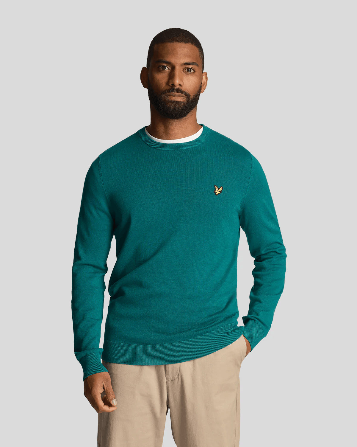 Men's crew-neck sweaters in green cotton