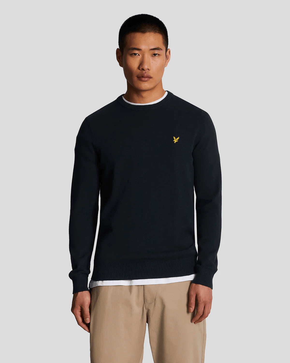 Men's crew-neck sweaters in navy blue cotton