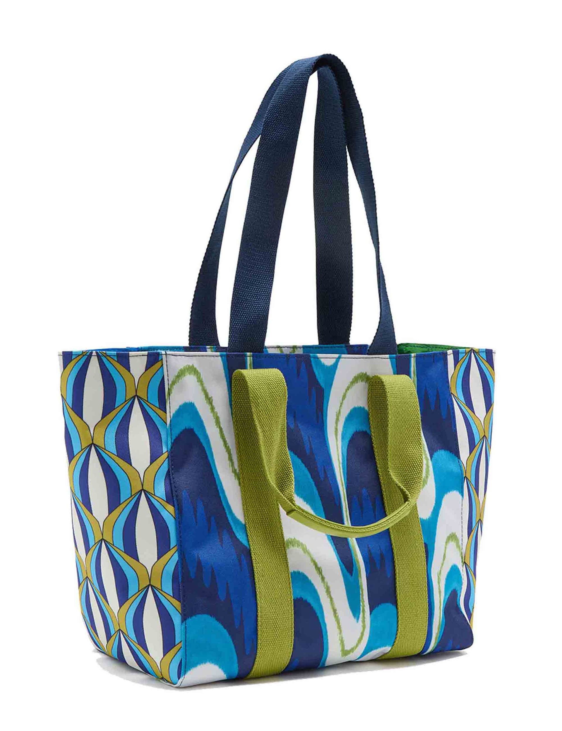 Fortuna Prints women's shopping bags in blue patterned fabric