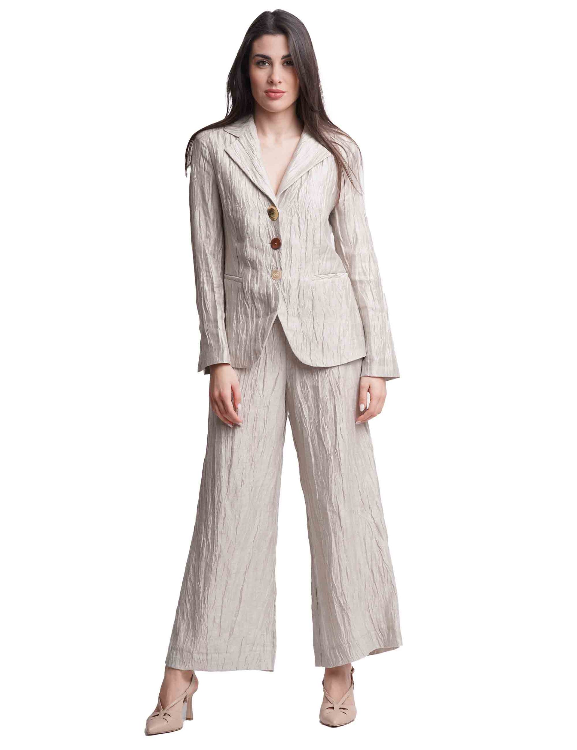 Froisse women's single-breasted jackets in white linen