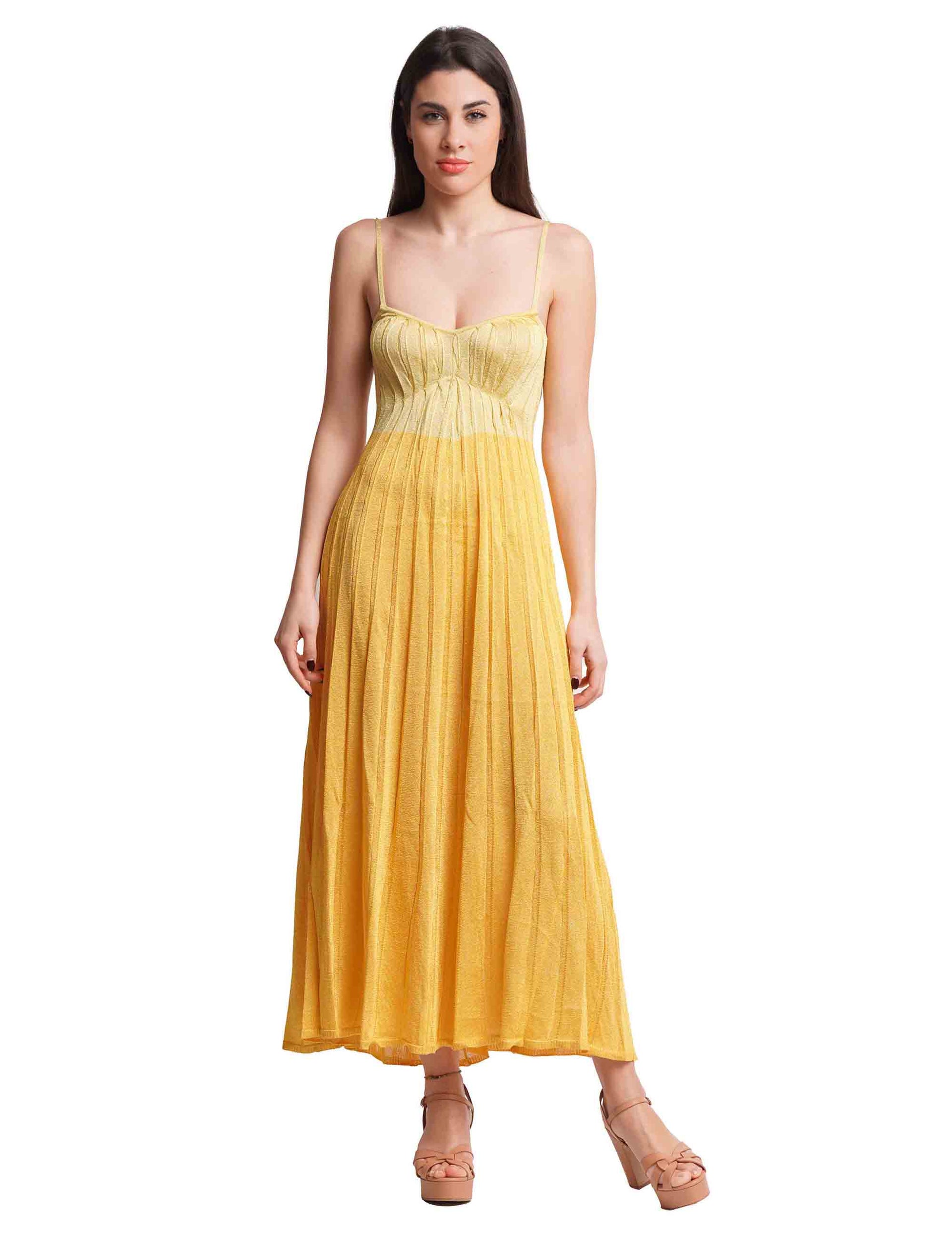 Lurex Touch women's dresses in gold natural viscose with straps