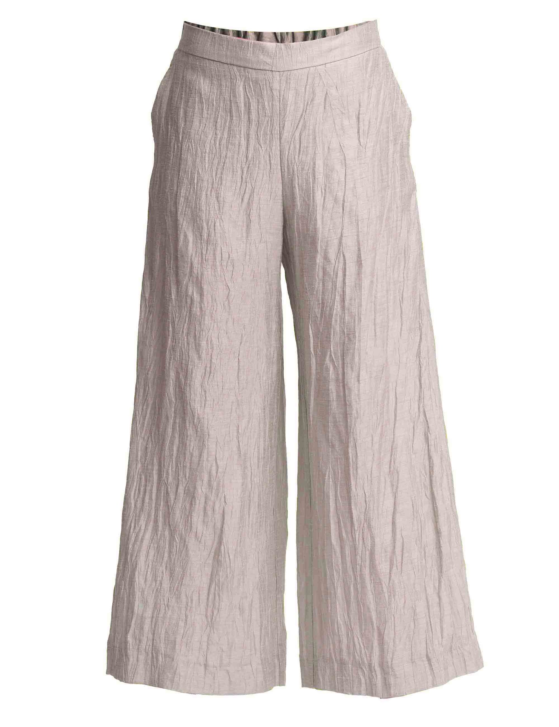 Pantaloni donna Froissé in lino bianco con gamba ampia