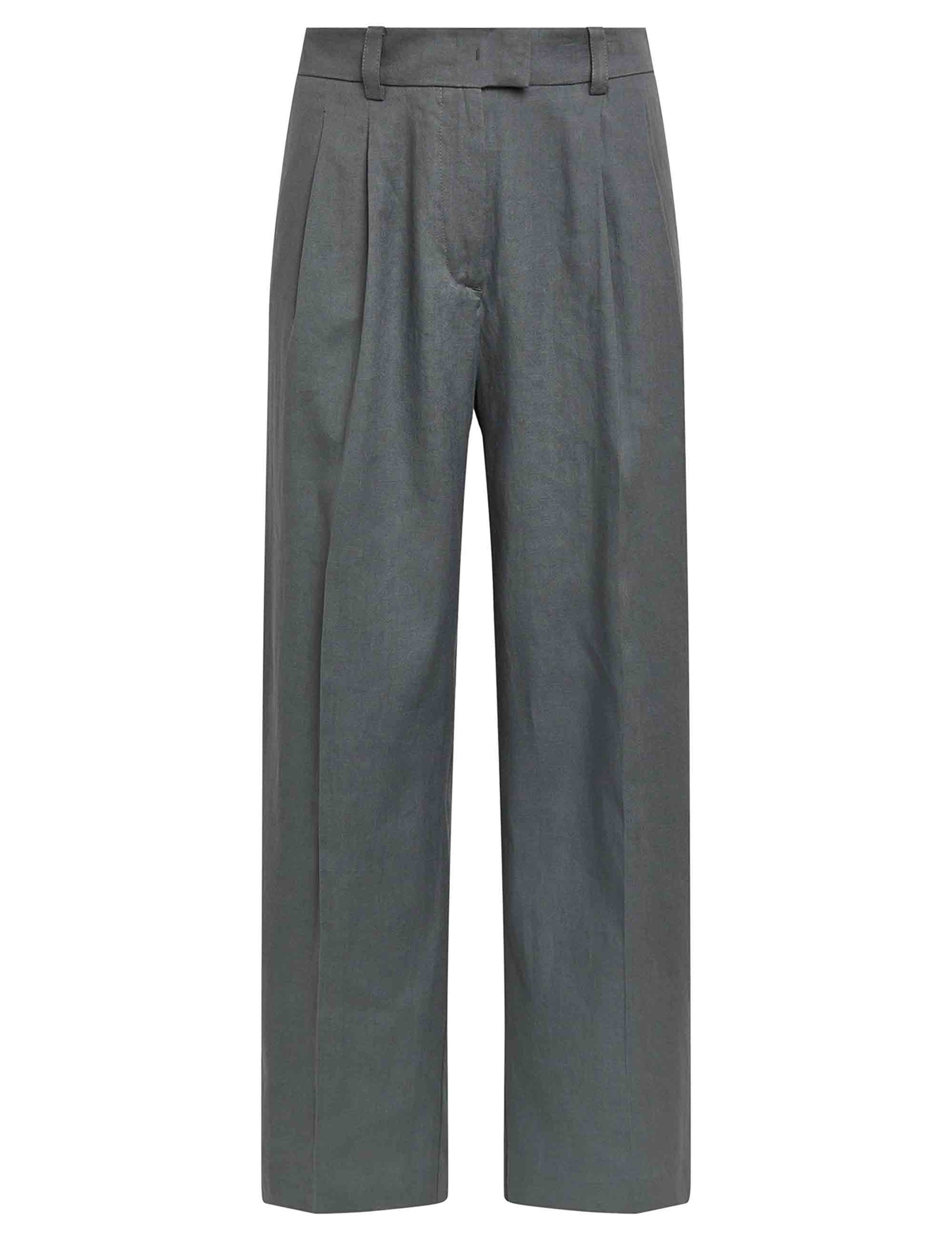 Linen women's trousers in gray linen and cotton blend