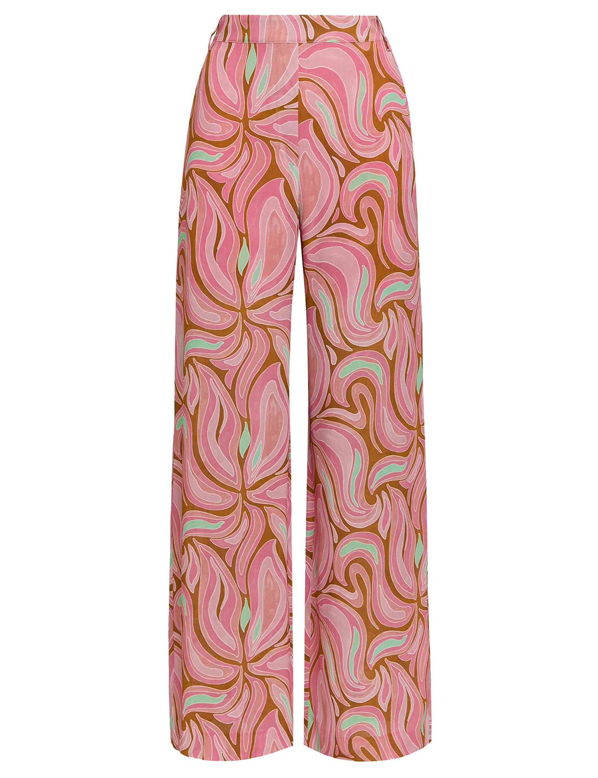 Marble Georgette women's trousers in pink viscose
